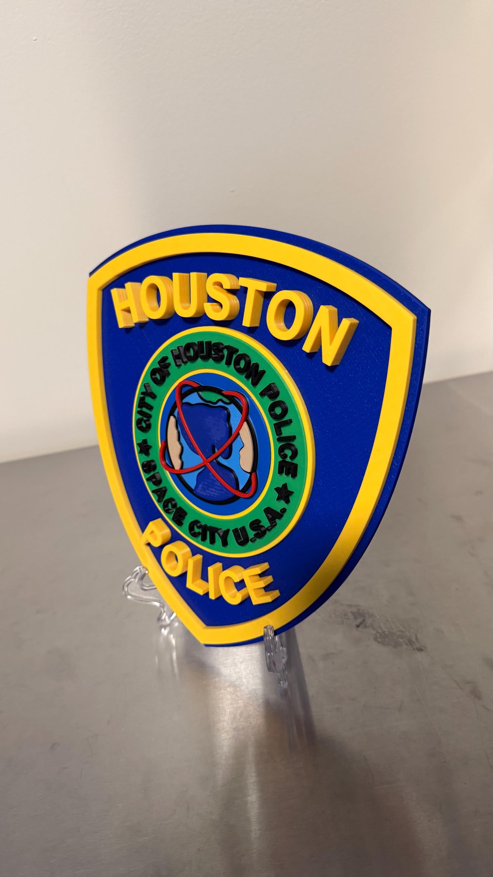 Houston Police 3D Embossed Plaque: First Responder Wall Art Texas
