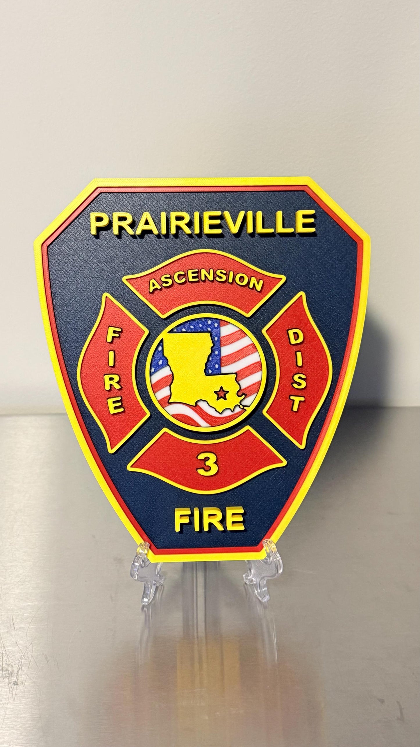 Prairieville Fire Department Plaque, 3D Embossed Design Louisiana