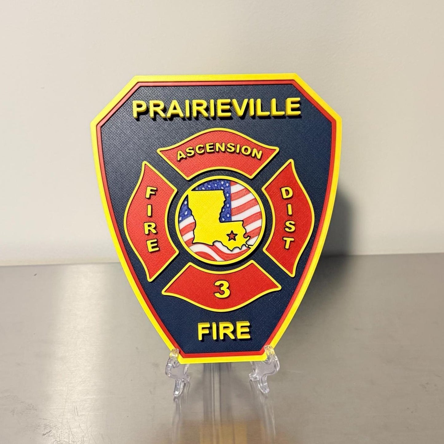 Prairieville Fire Department Plaque, 3D Embossed Design Louisiana