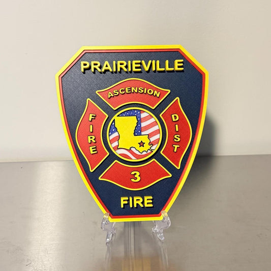 Prairieville Fire Department Plaque, 3D Embossed Design Louisiana