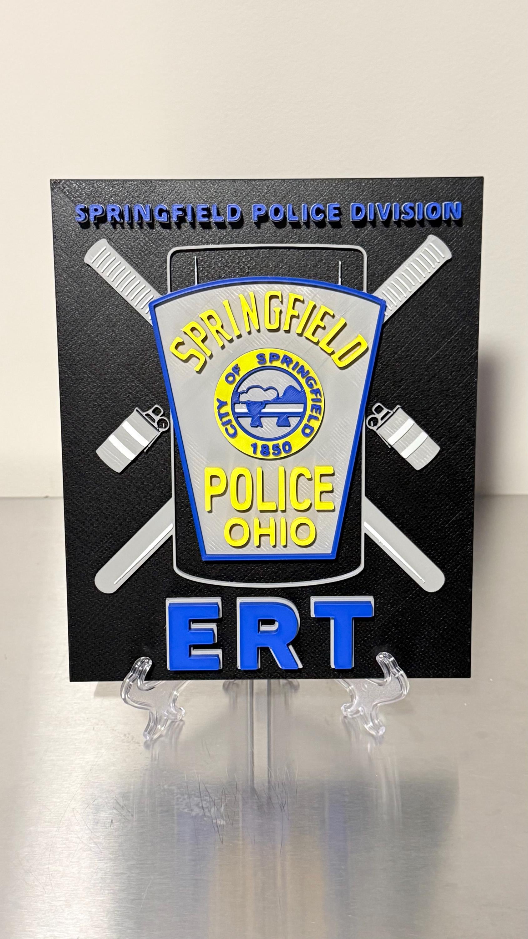 Springfield Ohio Police ERT 3D Embossed Plaque - First Responder Wall Art OH