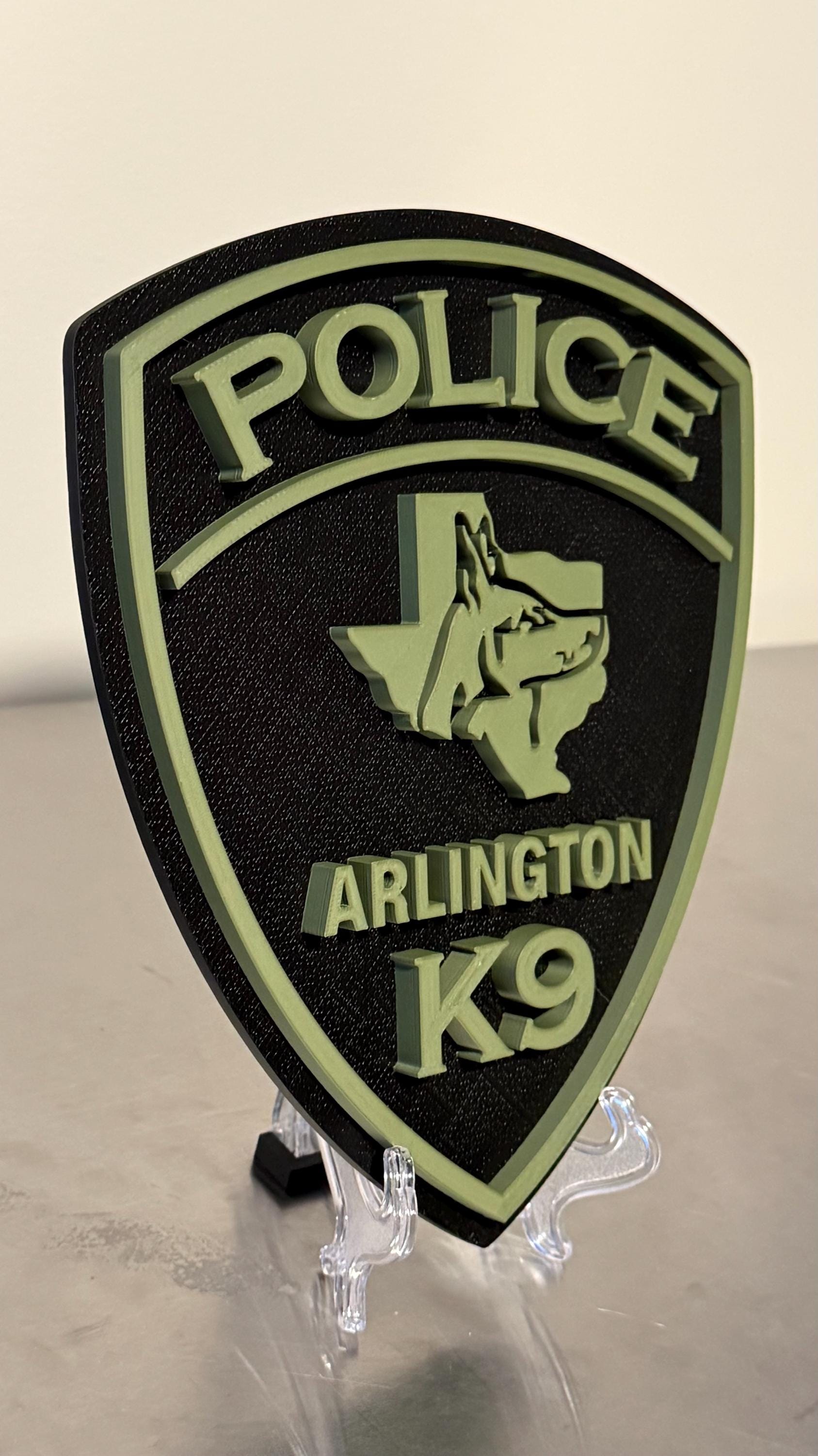 Arlington Police K9 3D Embossed Plaque – Texas First Responder Wall Art