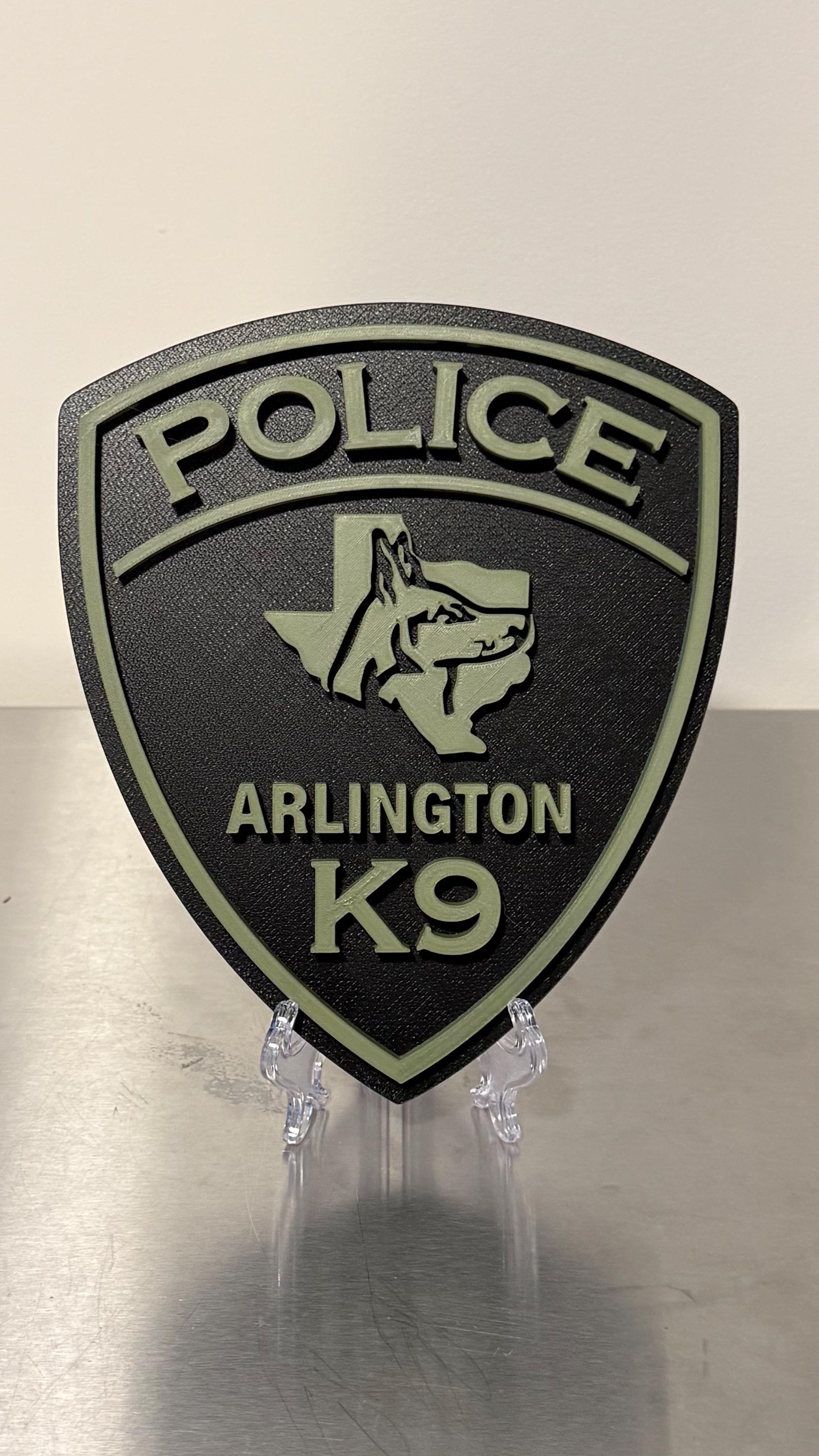 Arlington Police K9 3D Embossed Plaque – Texas First Responder Wall Art