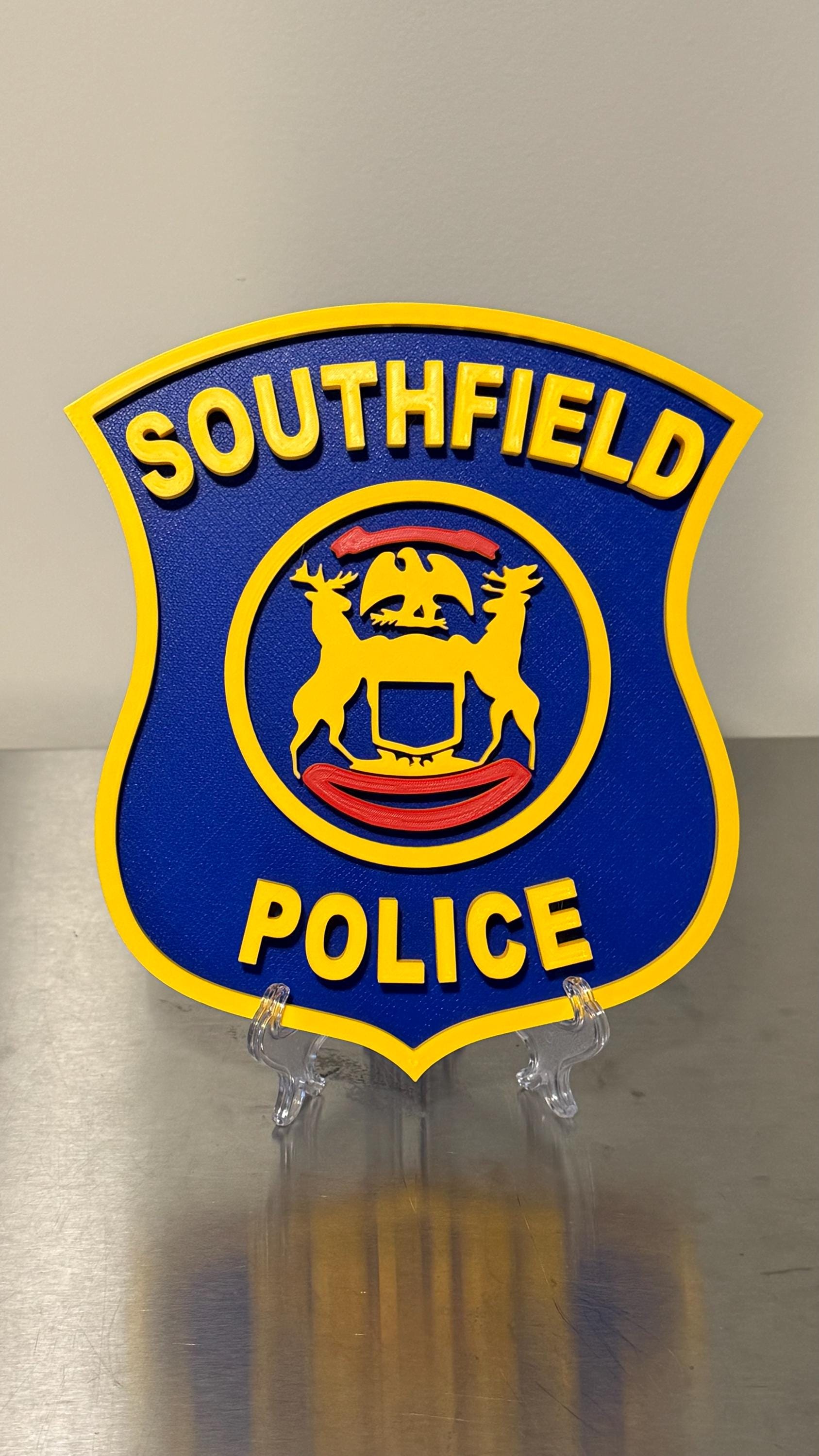 Southfield Police 3D Embossed Plaque Michigan First Responder Wall Art MI