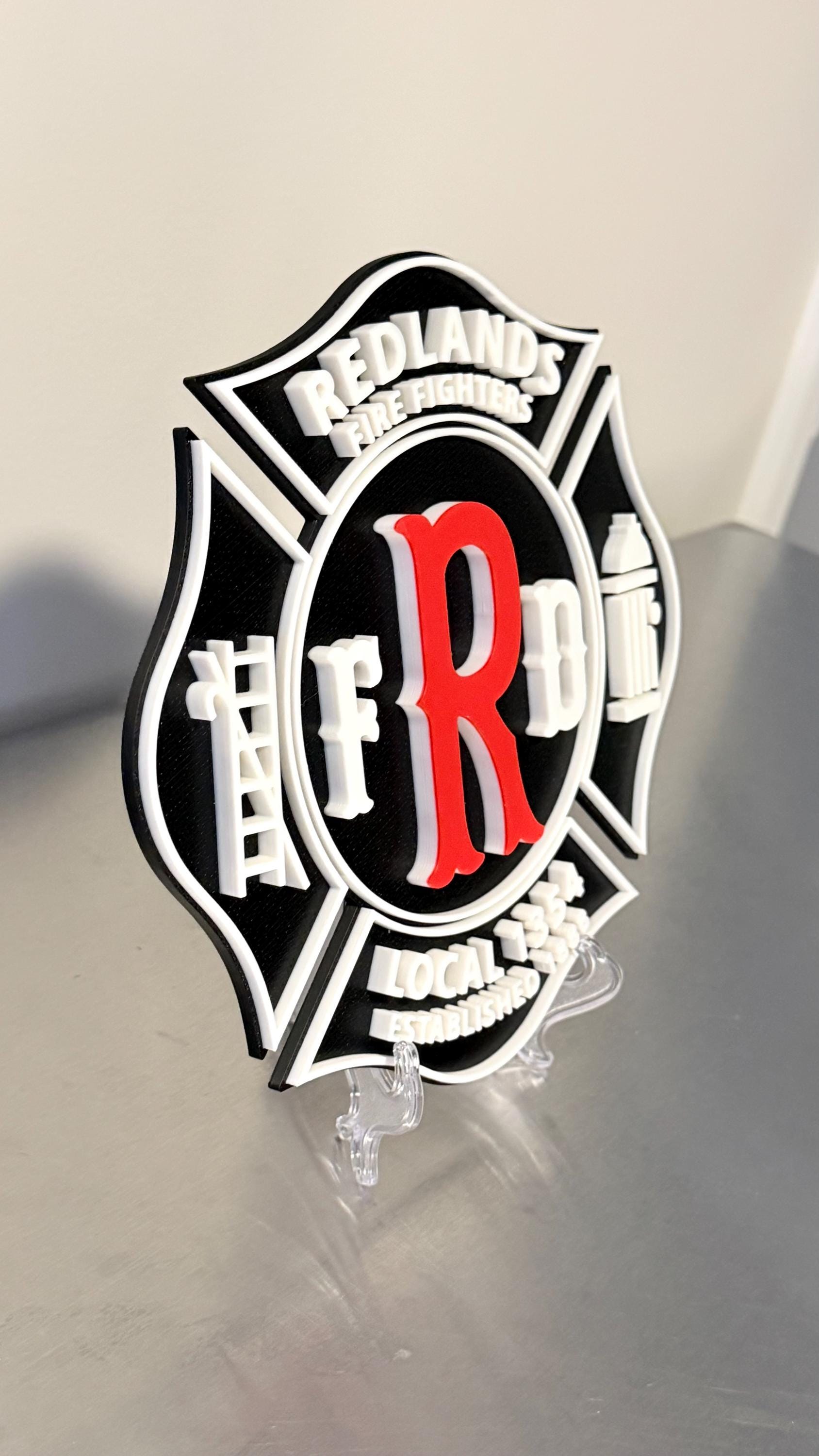 Redlands Fire Fighters Local 1354 3D Display Plaque California 9" California