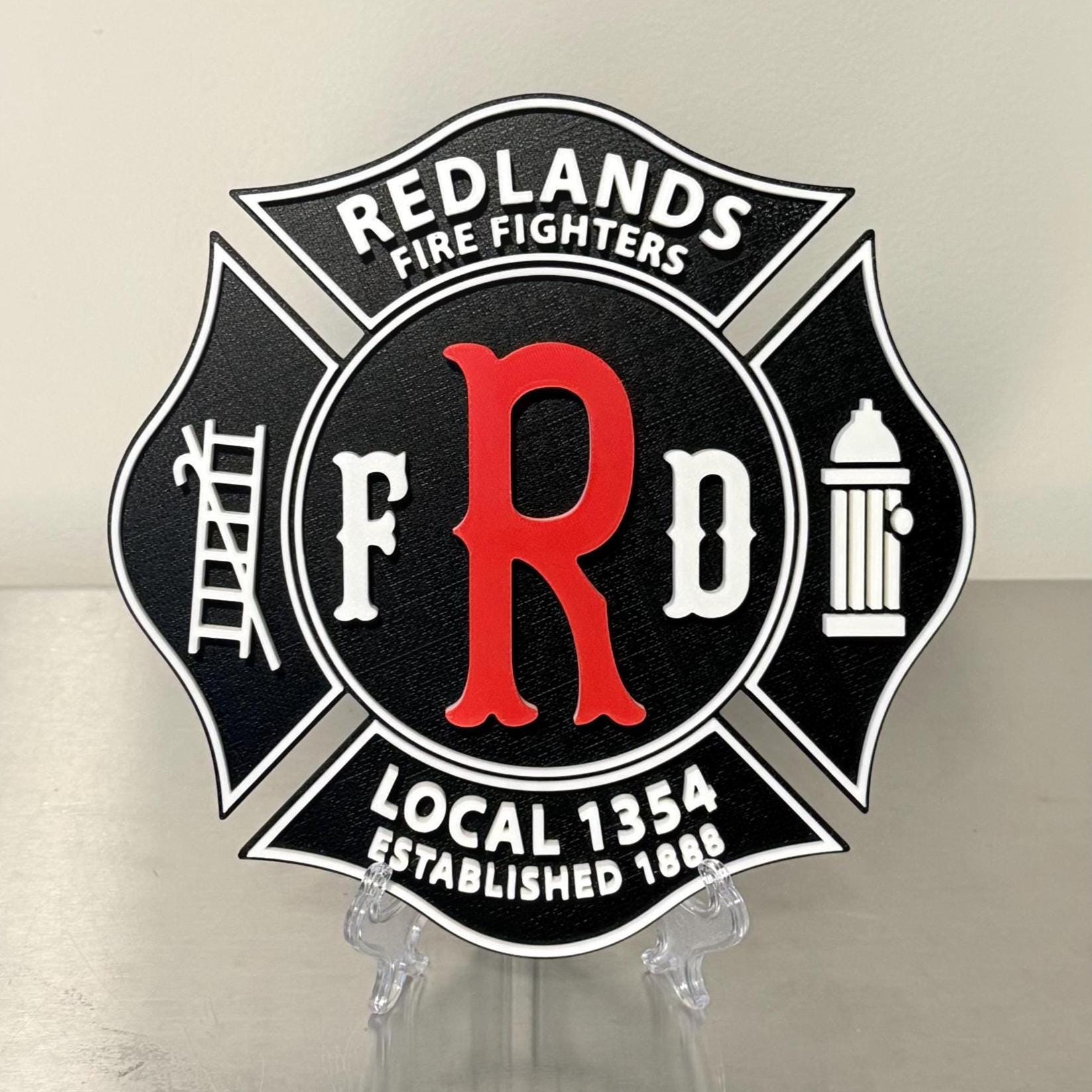 Redlands Fire Fighters Local 1354 3D Display Plaque California 9" California