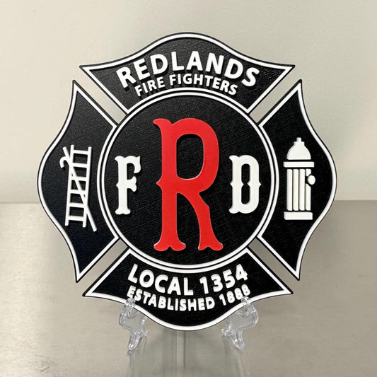 Redlands Fire Fighters Local 1354 3D Display Plaque California 9" California