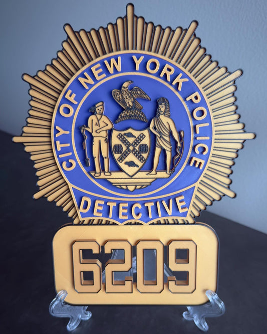 NYPD Detective Shield Plaque, Embossed 3D Display (9 Inch Plaque)