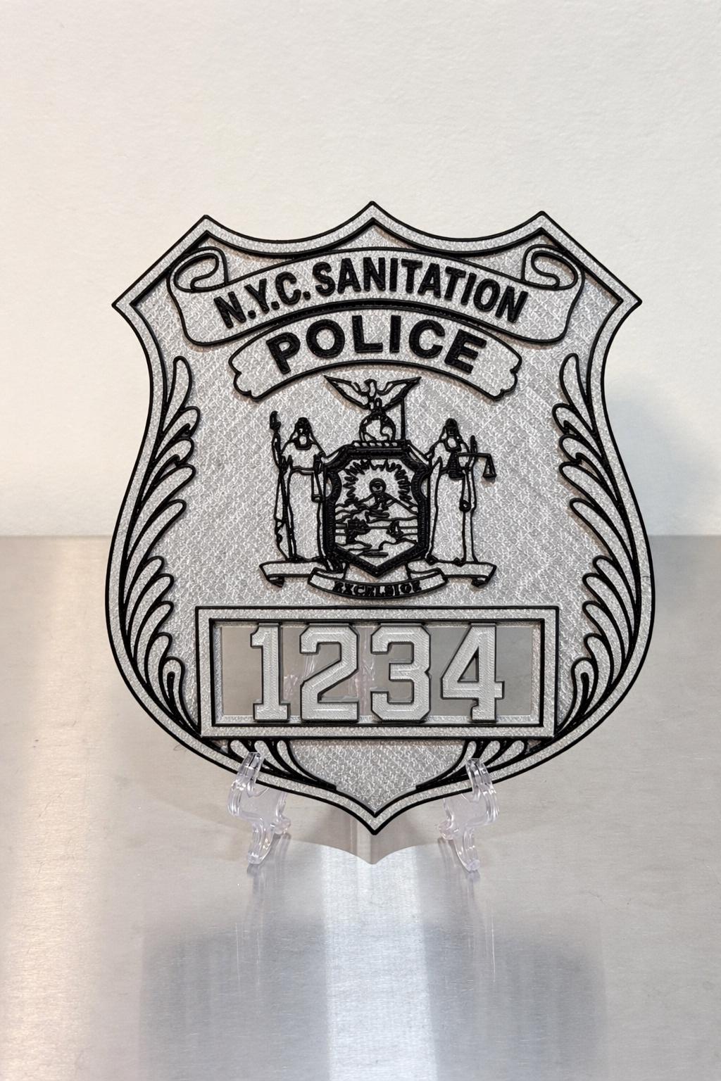DSNY Sanitation Police Officer Shield 3D Display Plaque First Responder Wall Art NYC New York