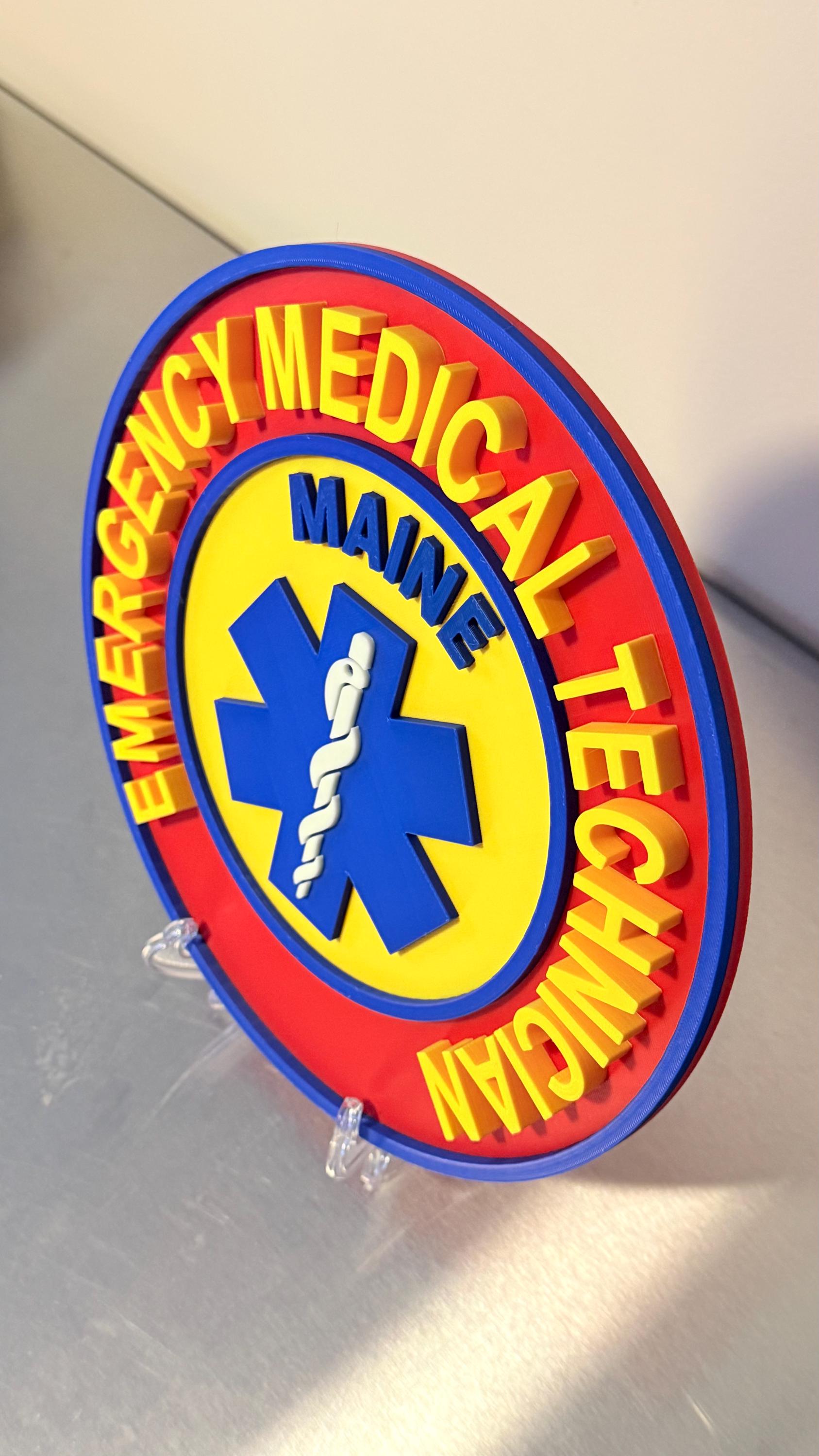 Maine EMT & Paramedic EMS 3D Embossed Display Plaque ME