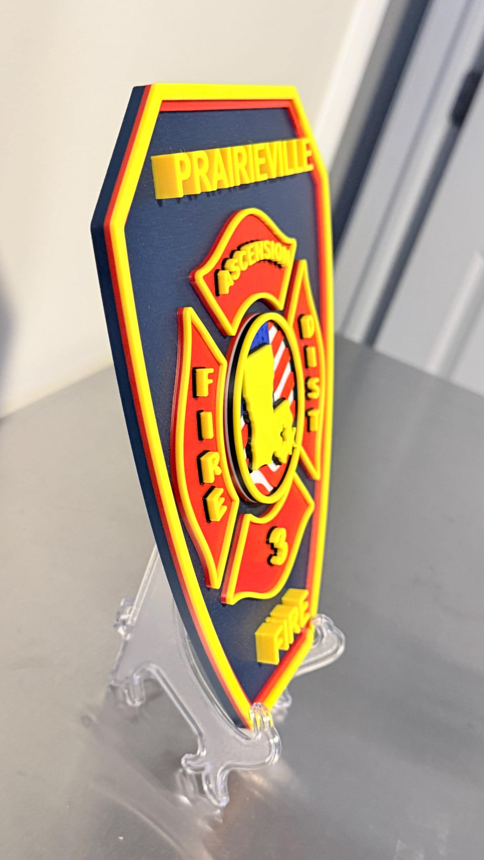 Prairieville Fire Department Plaque, 3D Embossed Design Louisiana