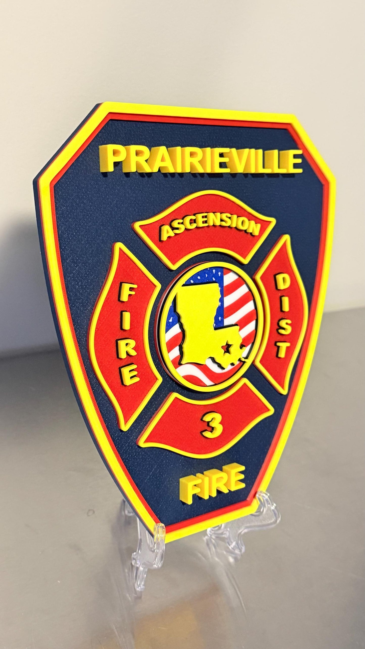 Prairieville Fire Department Plaque, 3D Embossed Design Louisiana