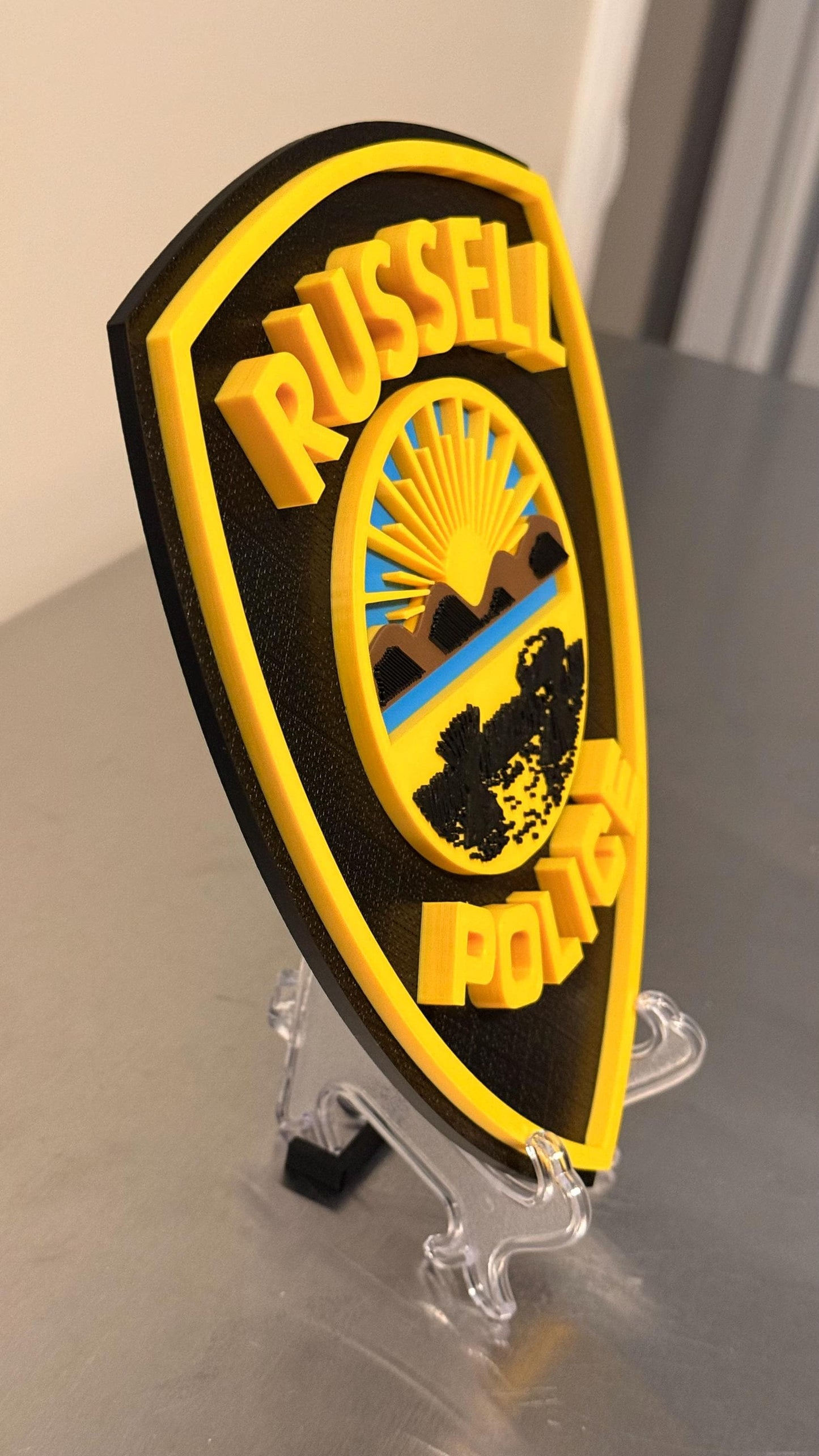 Russell Police Department Plaque: 3D Embossed Ohio First Responder - Wall Art