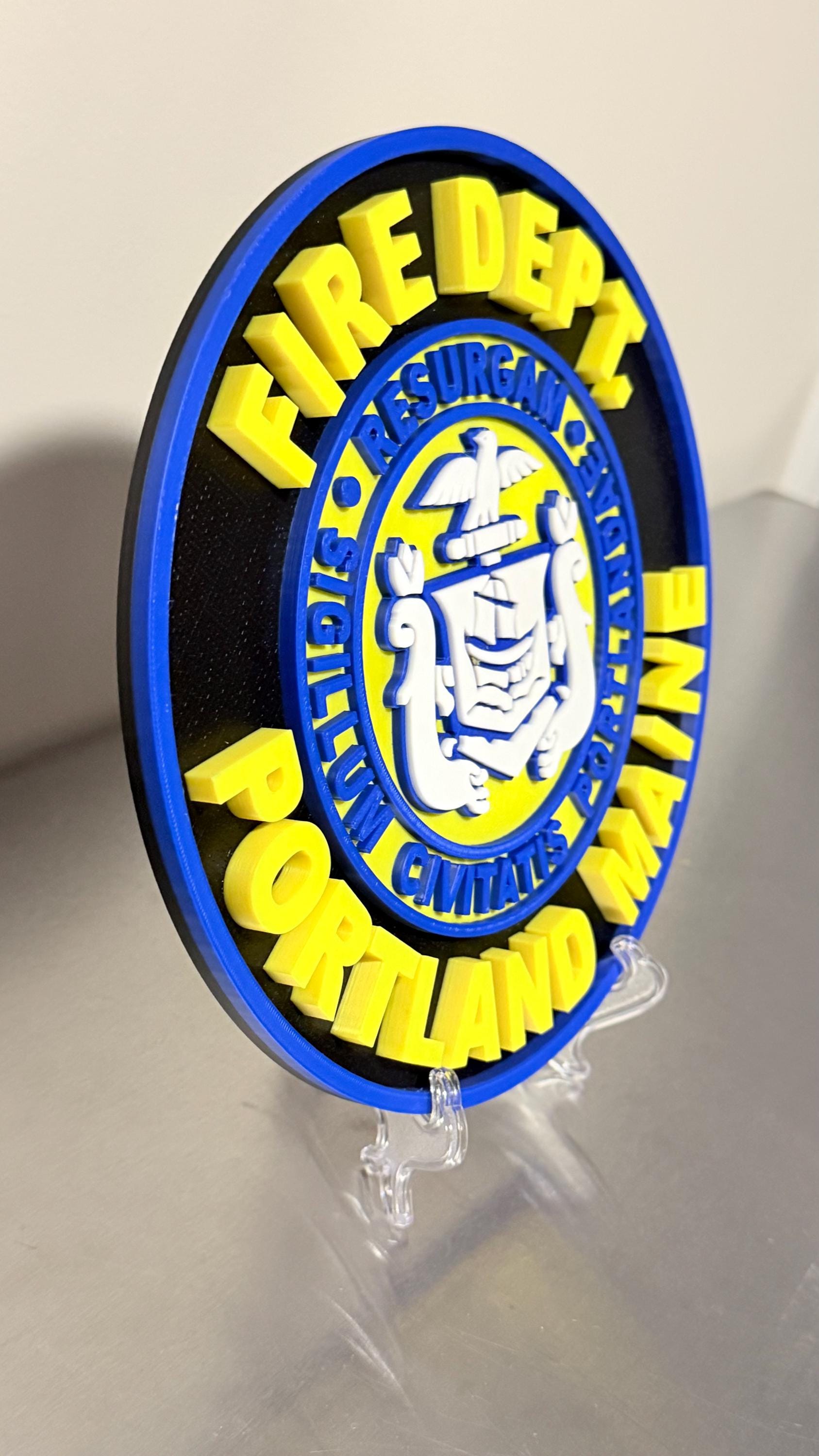 Portland Maine Fire Department Replica 3D Embossed Display Plaque ME