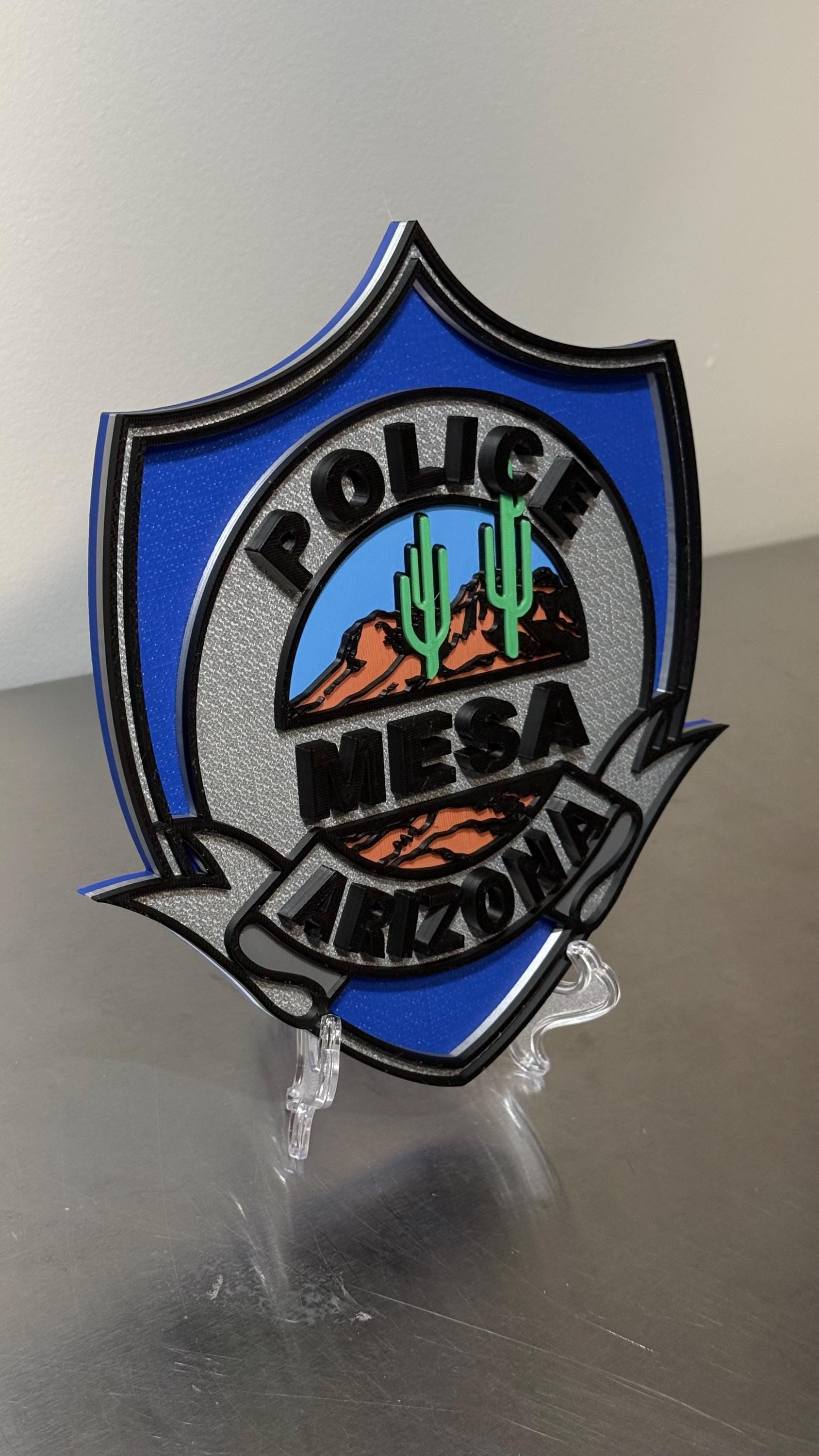 Mesa Arizona Police Plaque: 3D Embossed First Responder Display AZ