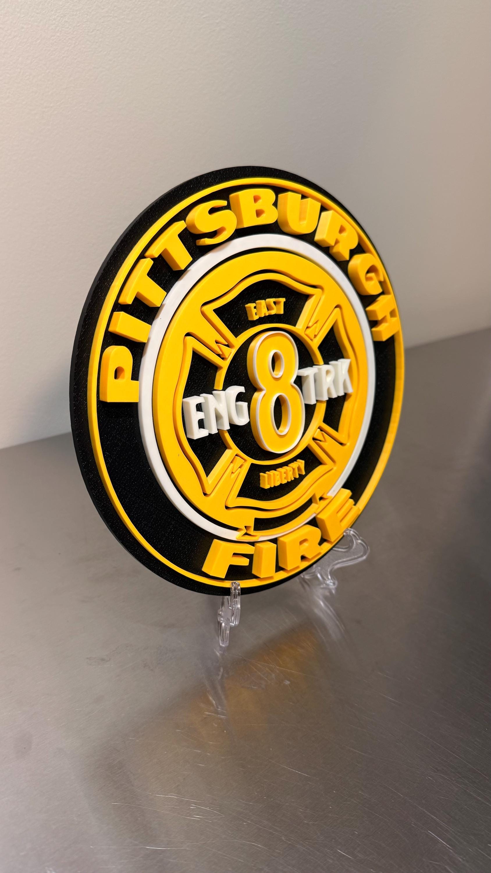 Pittsburgh Fire Department Engine 8 Truck 8 3D Embossed Plaque: First Responder Wall Art Pennsylvania