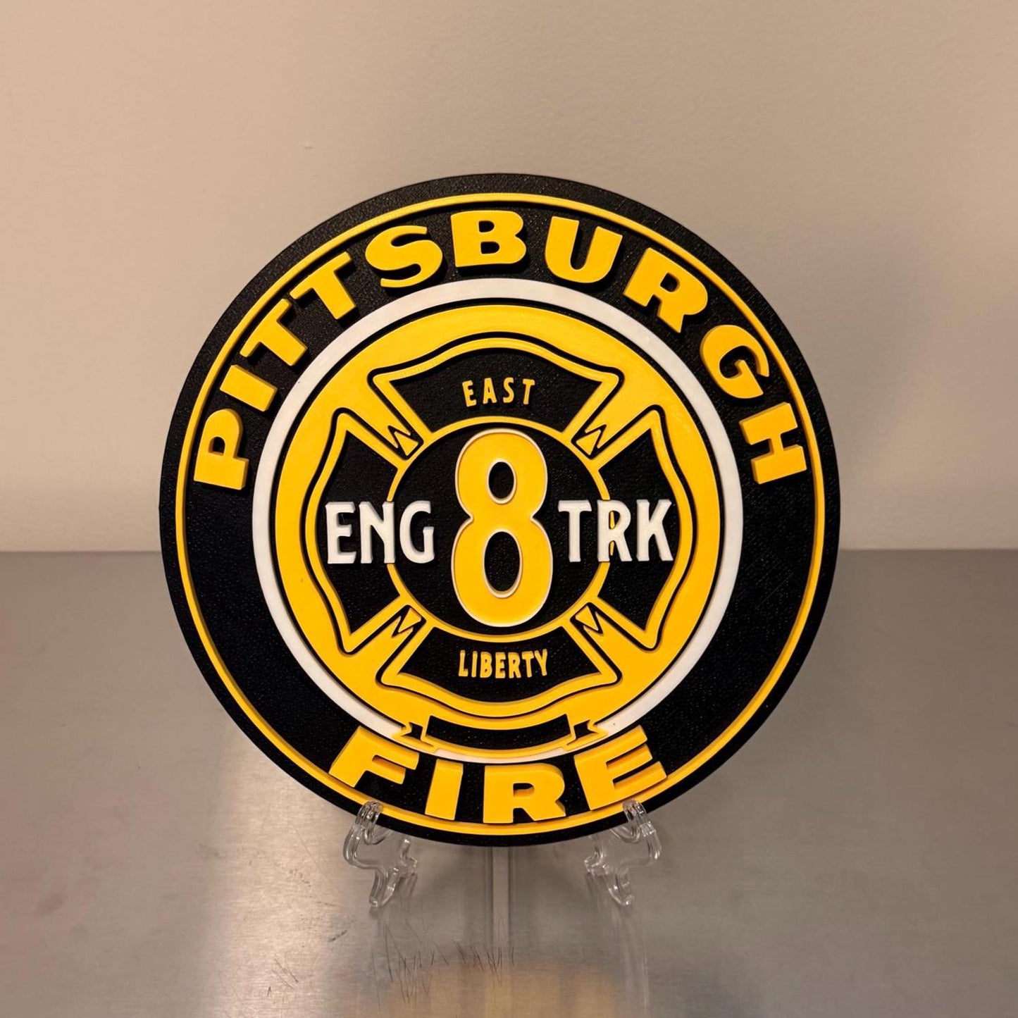 Pittsburgh Fire Department Engine 8 Truck 8 3D Embossed Plaque: First Responder Wall Art Pennsylvania