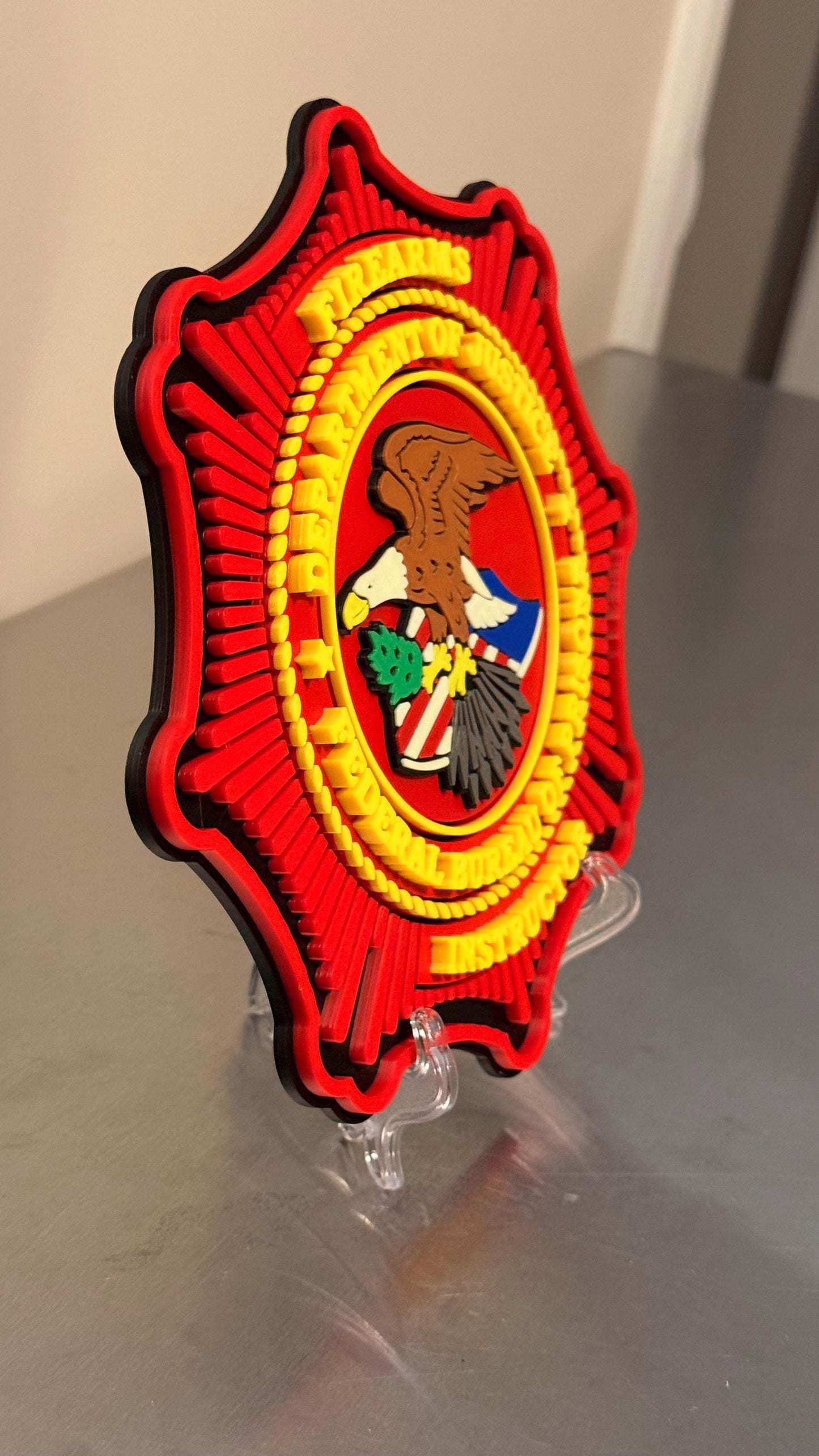 Federal Prison Firearms Instructor Plaque - 3D Embossed DOJ Display Government