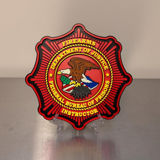 Federal Prison Firearms Instructor Plaque - 3D Embossed DOJ Display Government