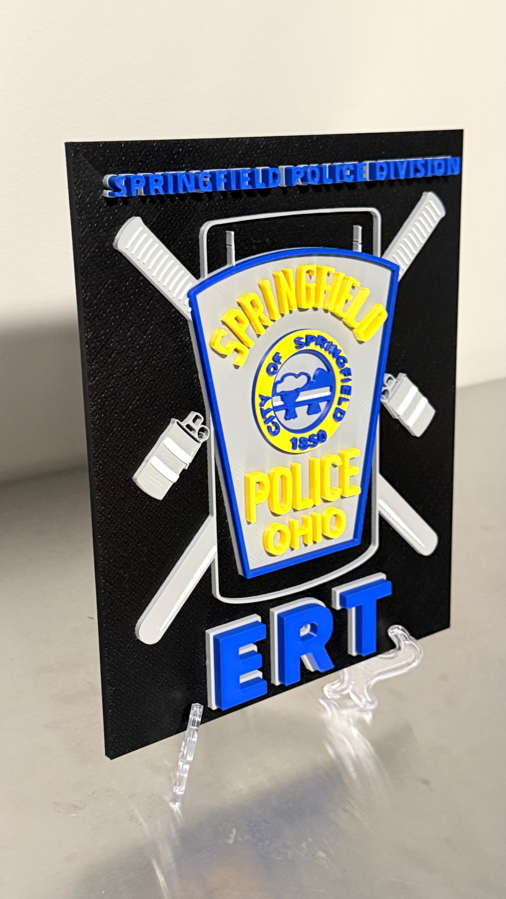 Springfield Ohio Police ERT 3D Embossed Plaque - First Responder Wall Art OH