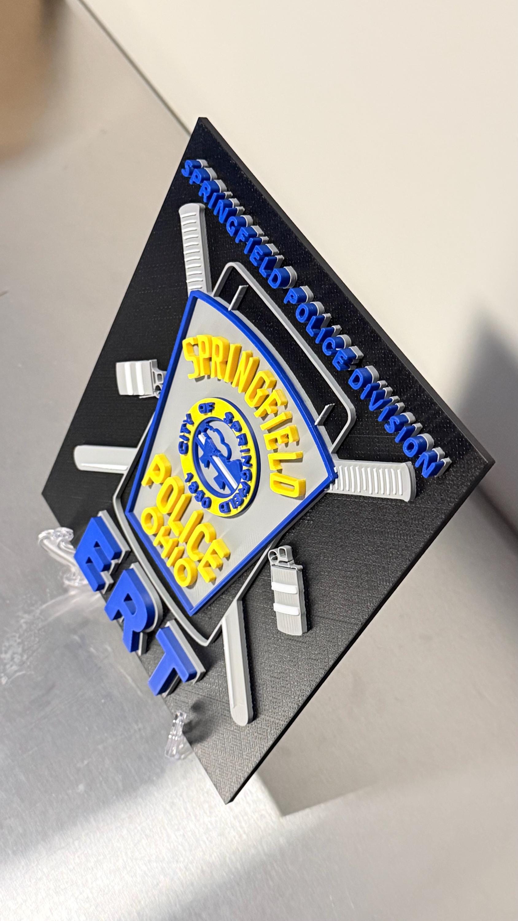 Springfield Ohio Police ERT 3D Embossed Plaque - First Responder Wall Art OH