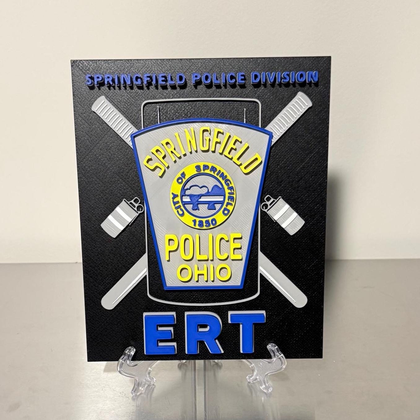 Springfield Ohio Police ERT 3D Embossed Plaque - First Responder Wall Art OH