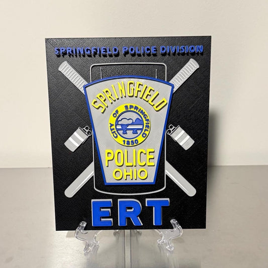 Springfield Ohio Police ERT 3D Embossed Plaque - First Responder Wall Art OH