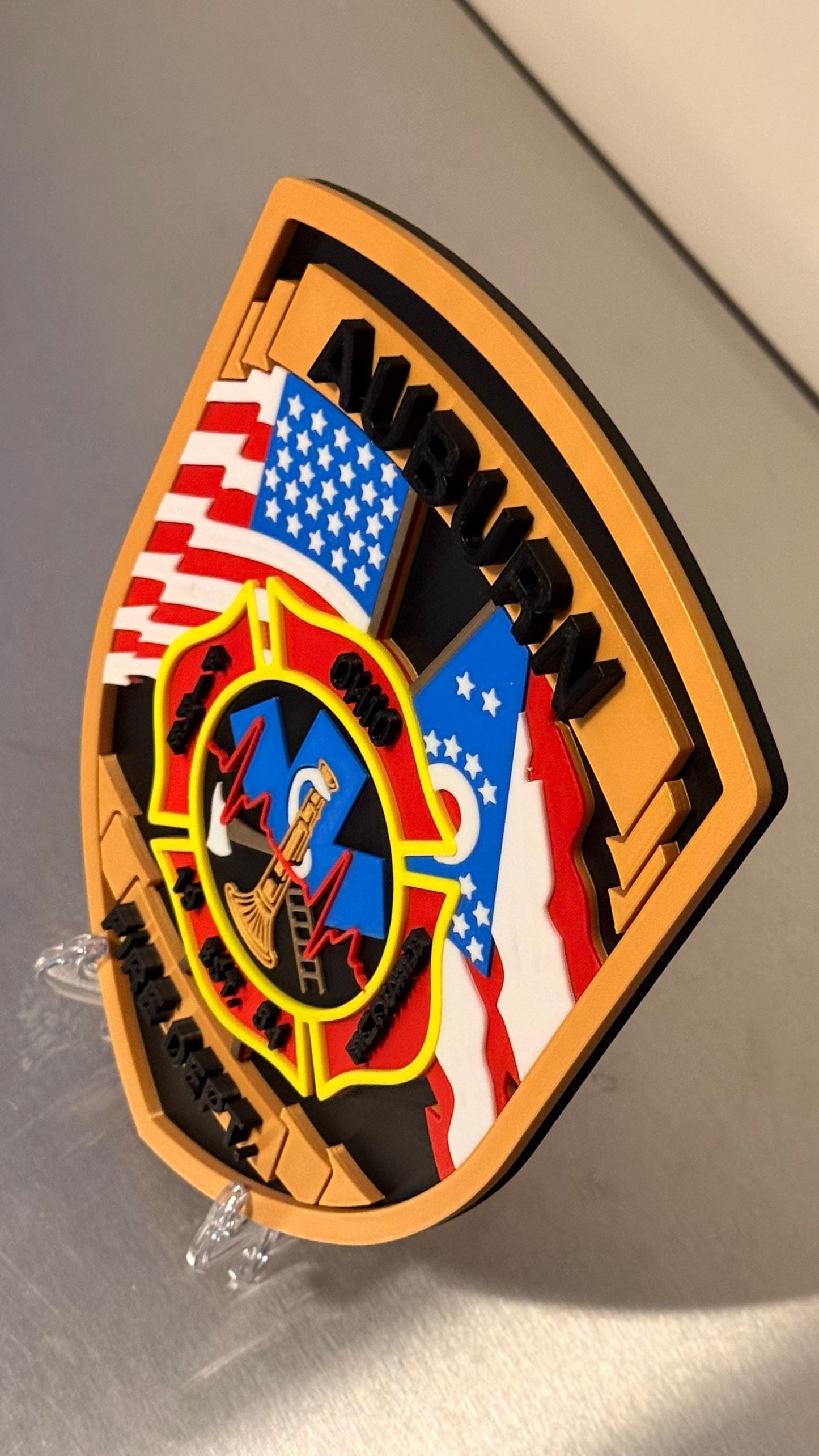 Auburn Fire Department 3D Display Plaque - First Responder Wall Art Ohio OH