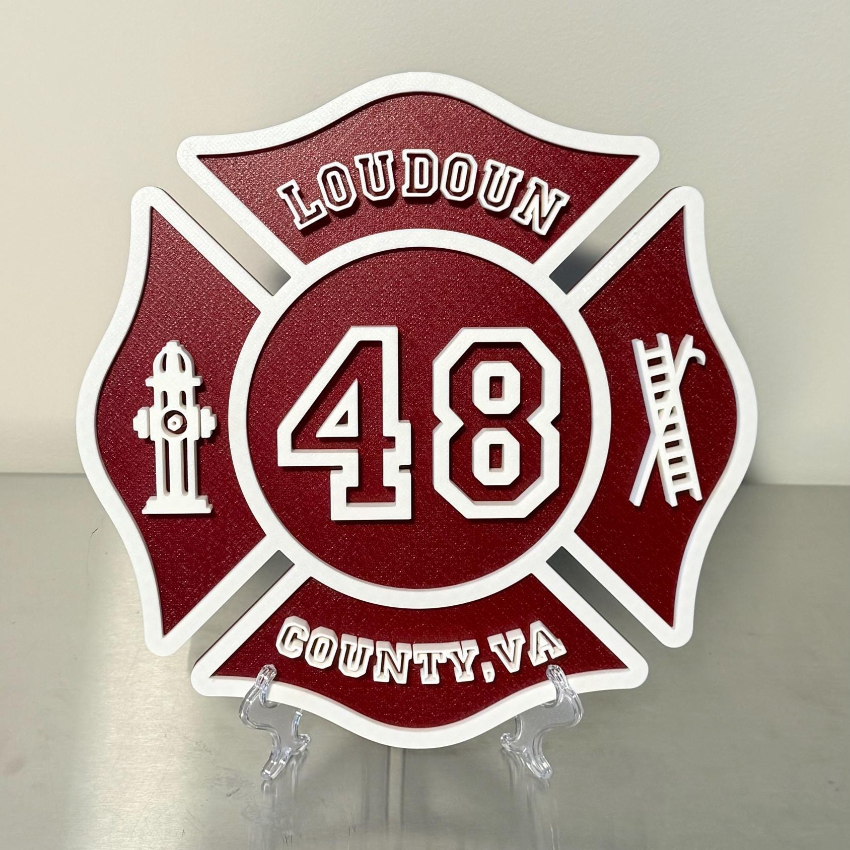 Two Color Customizable Fire Department Maltese Cross 3D Plaque First Responder Wall Art
