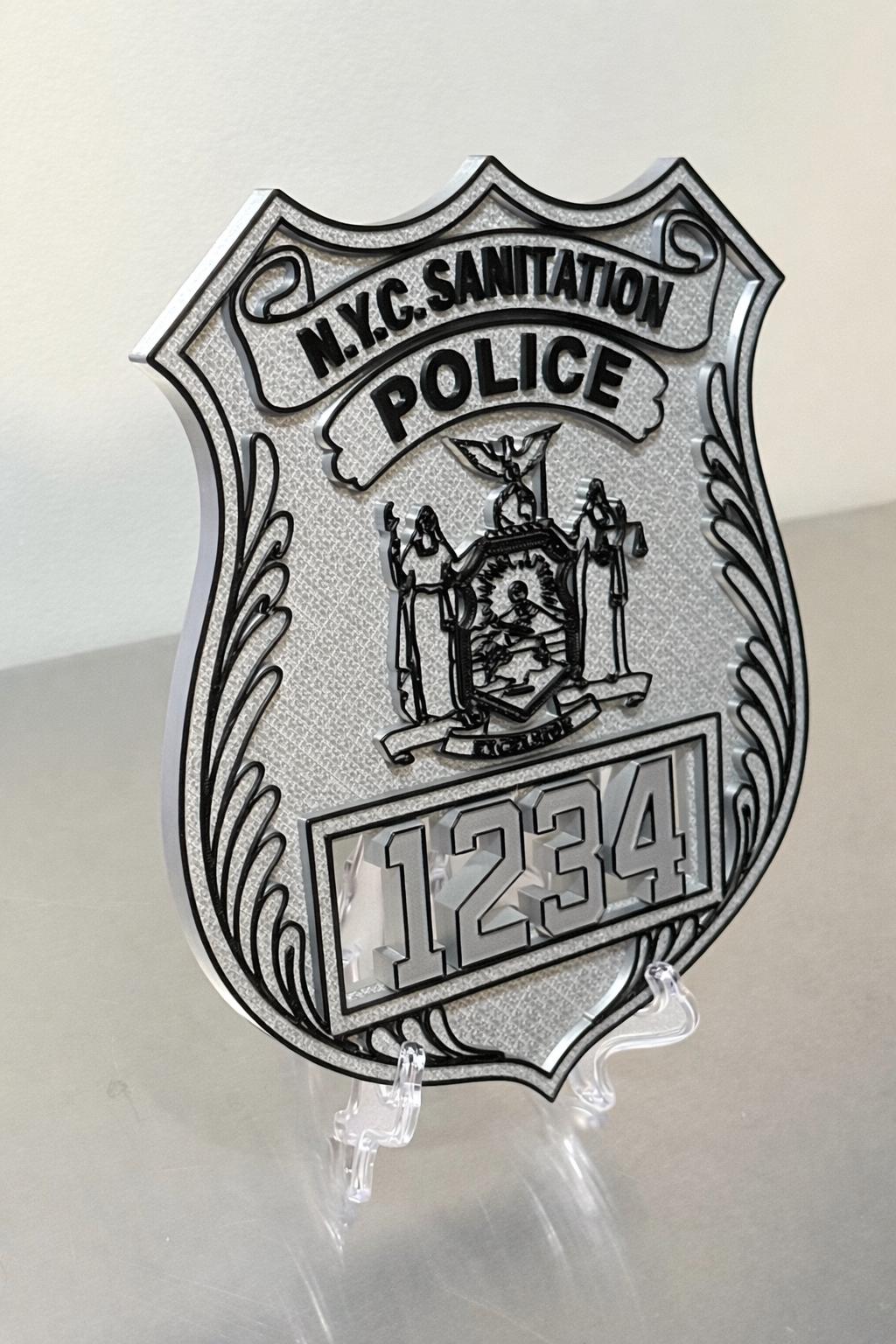 DSNY Sanitation Police Officer Shield 3D Display Plaque First Responder Wall Art NYC New York