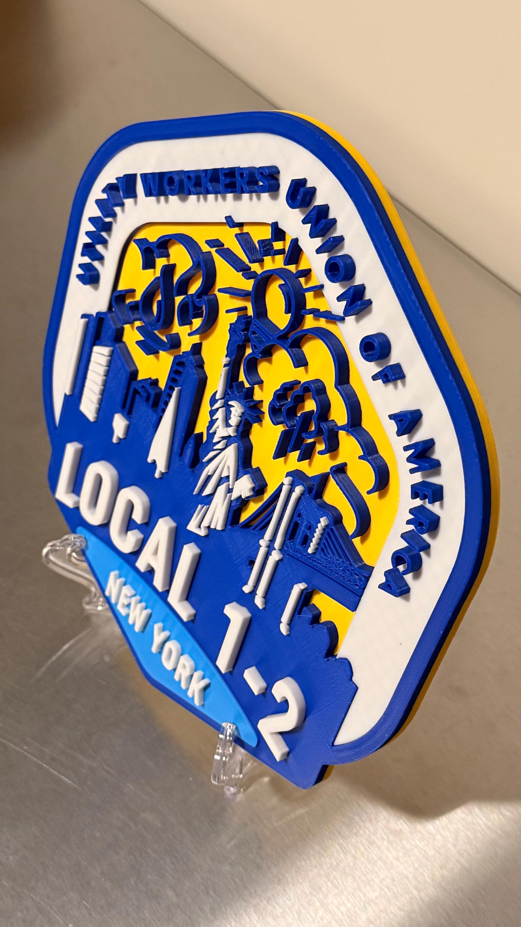 UWUA Local 1-2 3D Embossed Display Plaque Utility Workers Union Of America