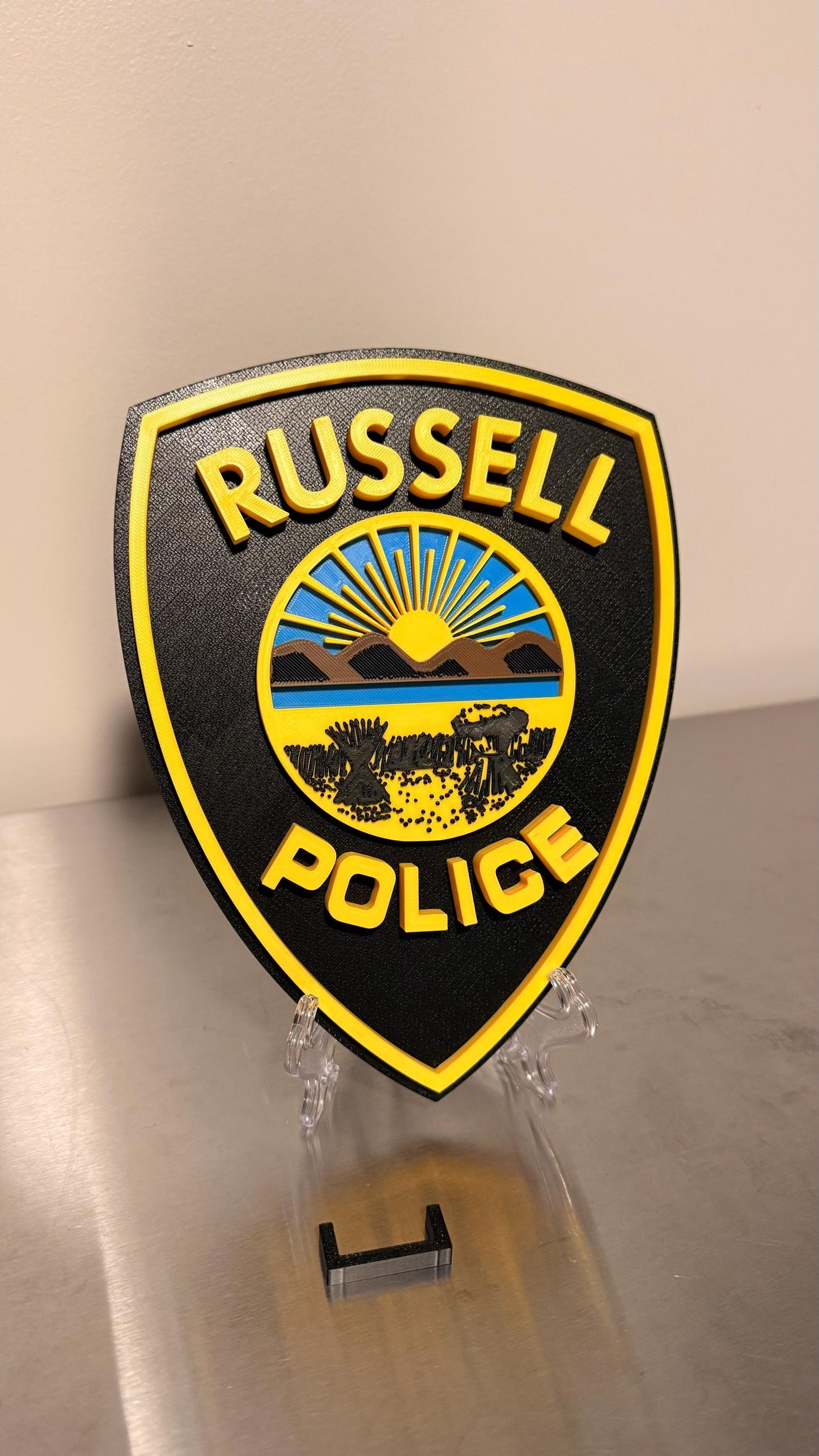 Russell Police Department Plaque: 3D Embossed Ohio First Responder - Wall Art