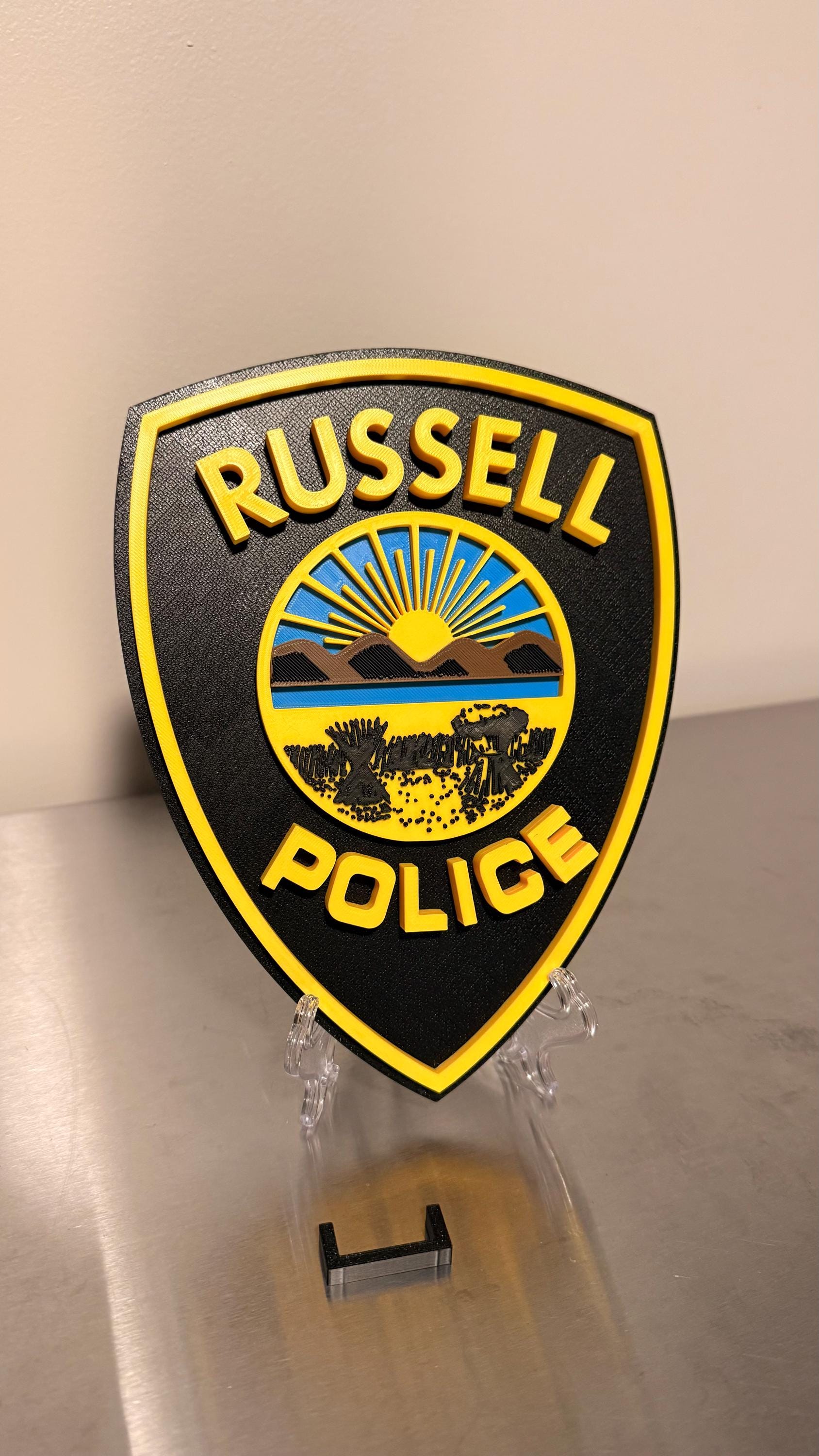 Russell Police Department Plaque: 3D Embossed Ohio First Responder - Wall Art