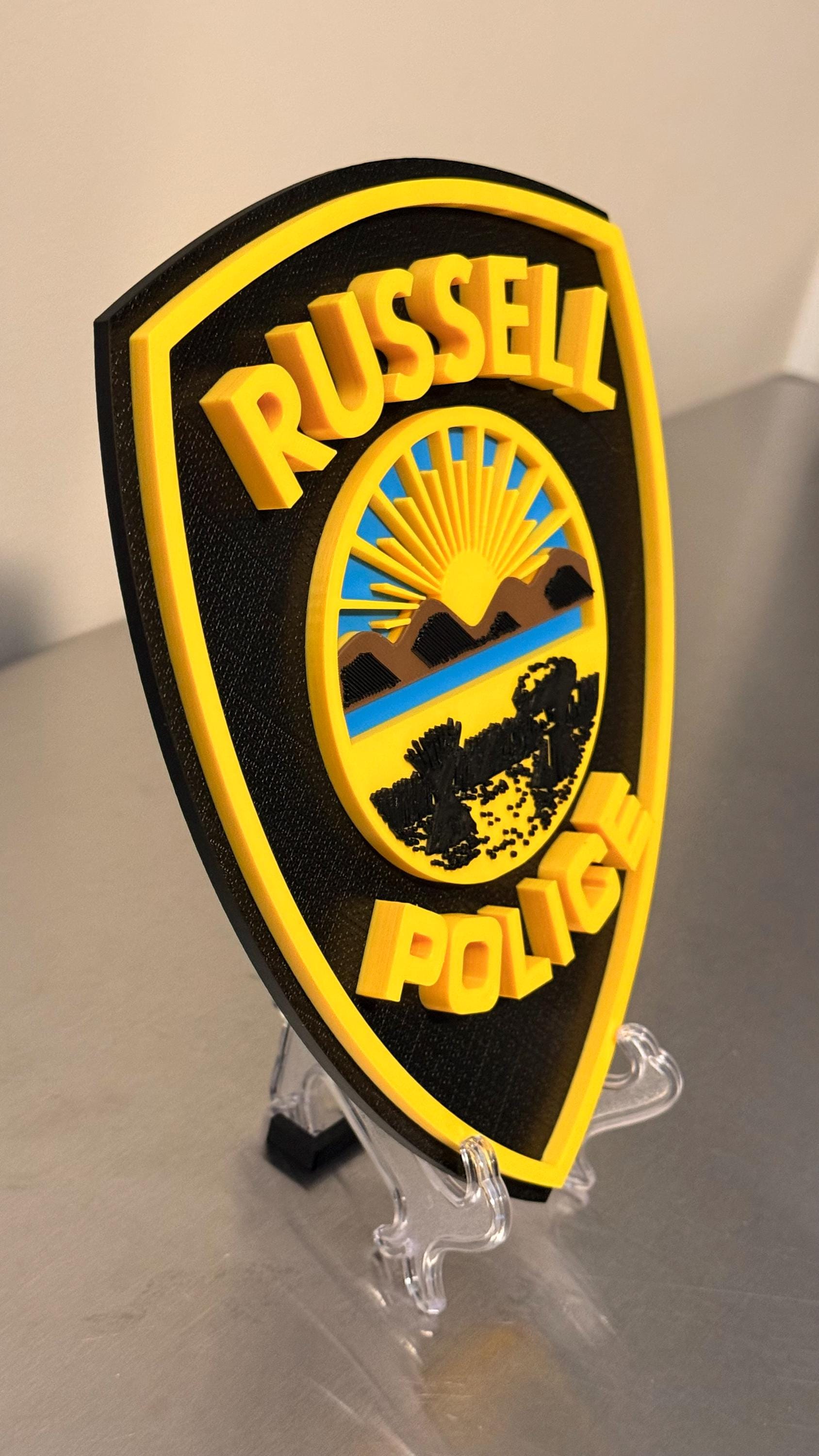 Russell Police Department Plaque: 3D Embossed Ohio First Responder - Wall Art
