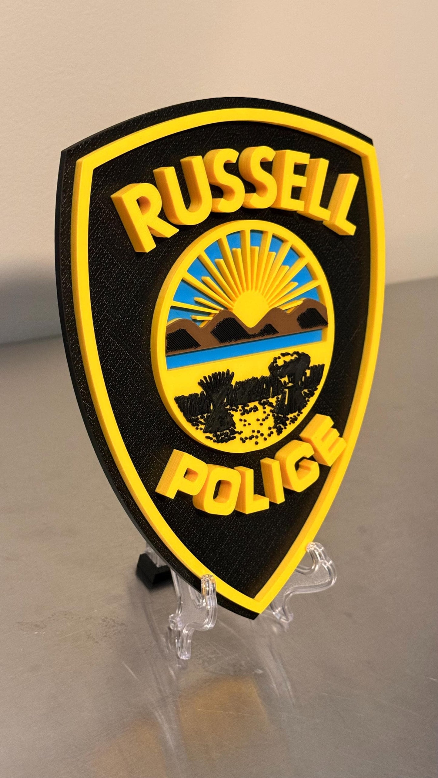 Russell Police Department Plaque: 3D Embossed Ohio First Responder - Wall Art