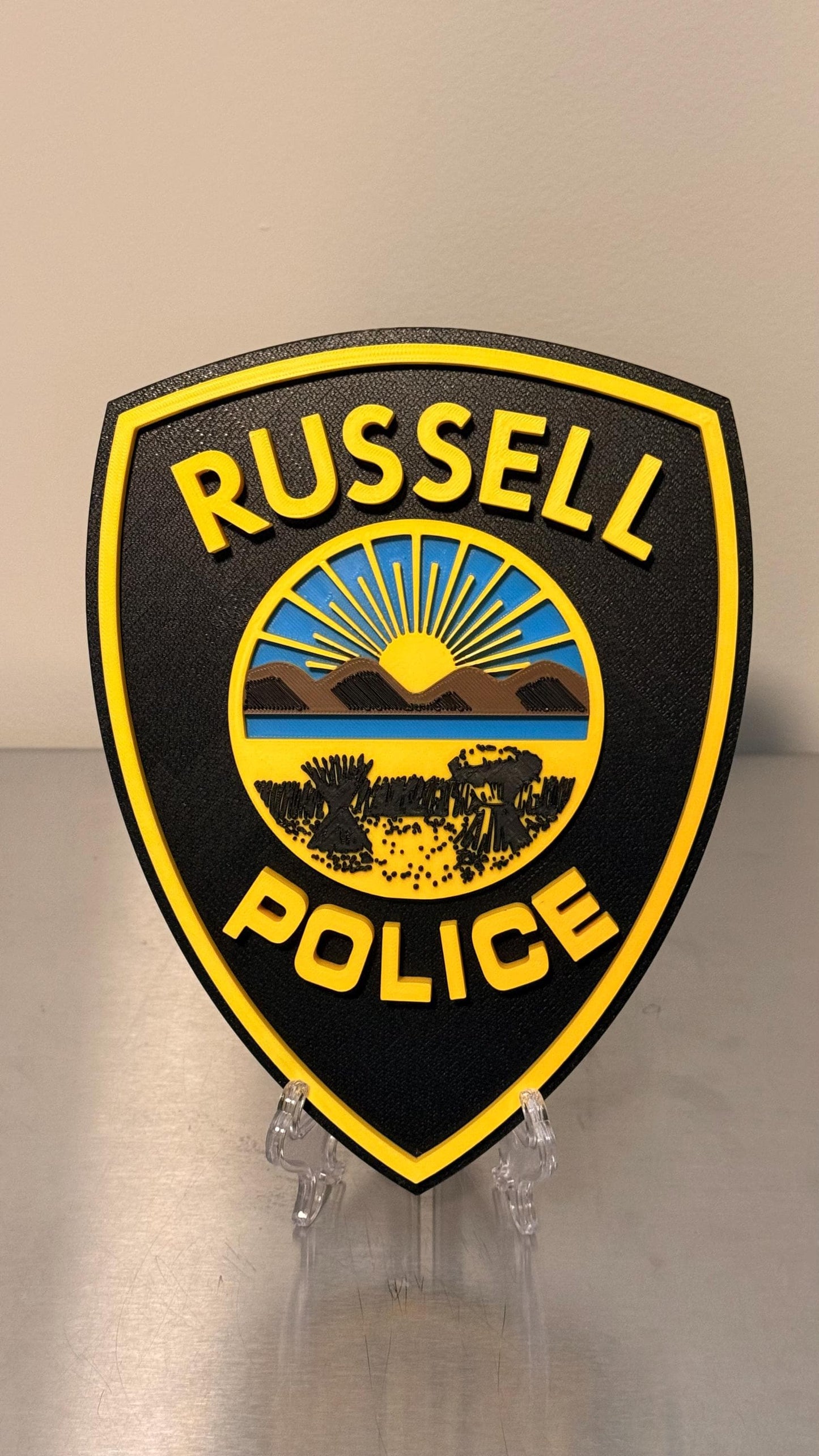Russell Police Department Plaque: 3D Embossed Ohio First Responder - Wall Art