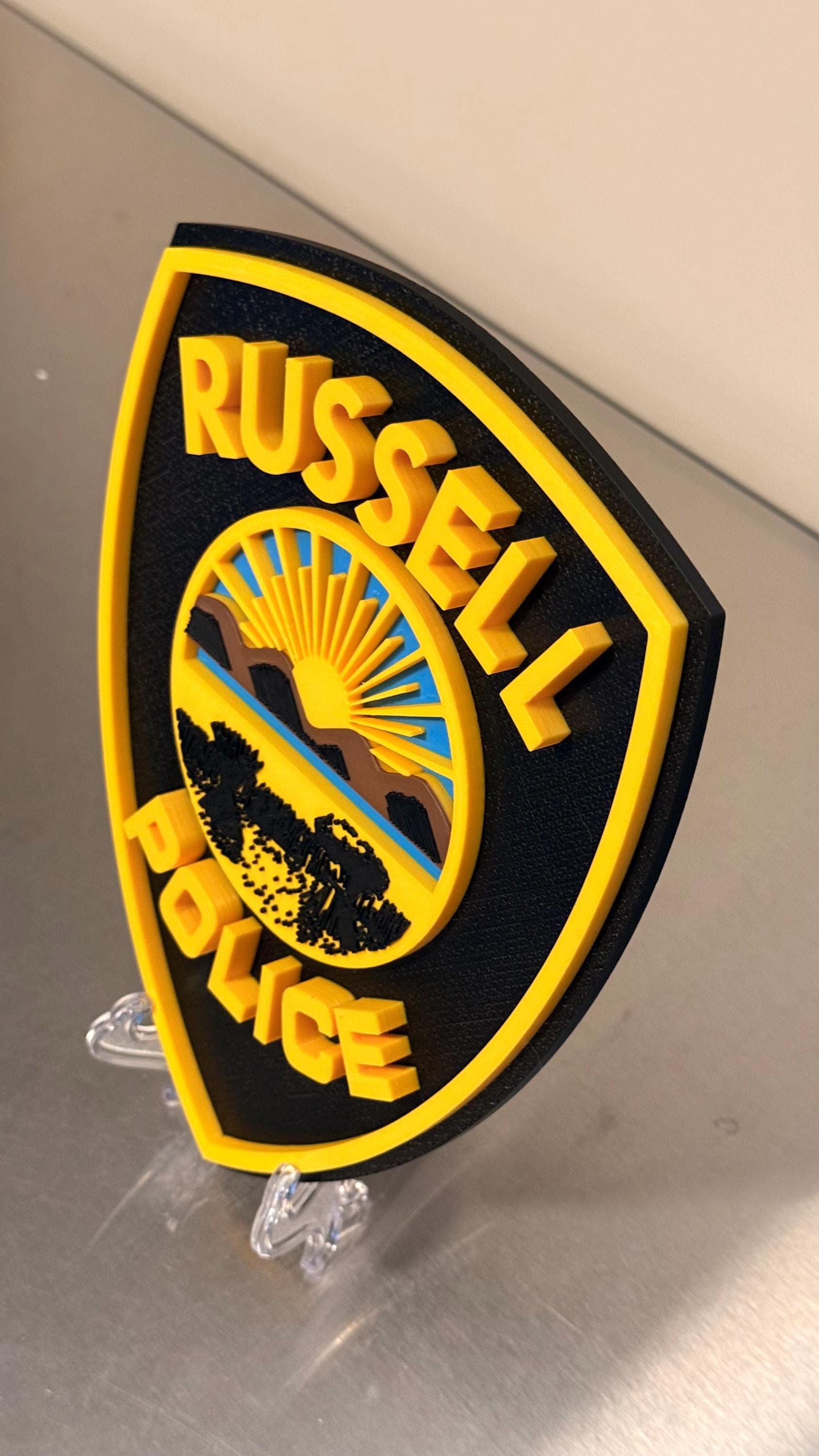 Russell Police Department Plaque: 3D Embossed Ohio First Responder - Wall Art