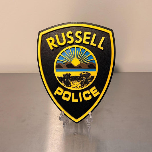 Russell Police Department Plaque: 3D Embossed Ohio First Responder - Wall Art