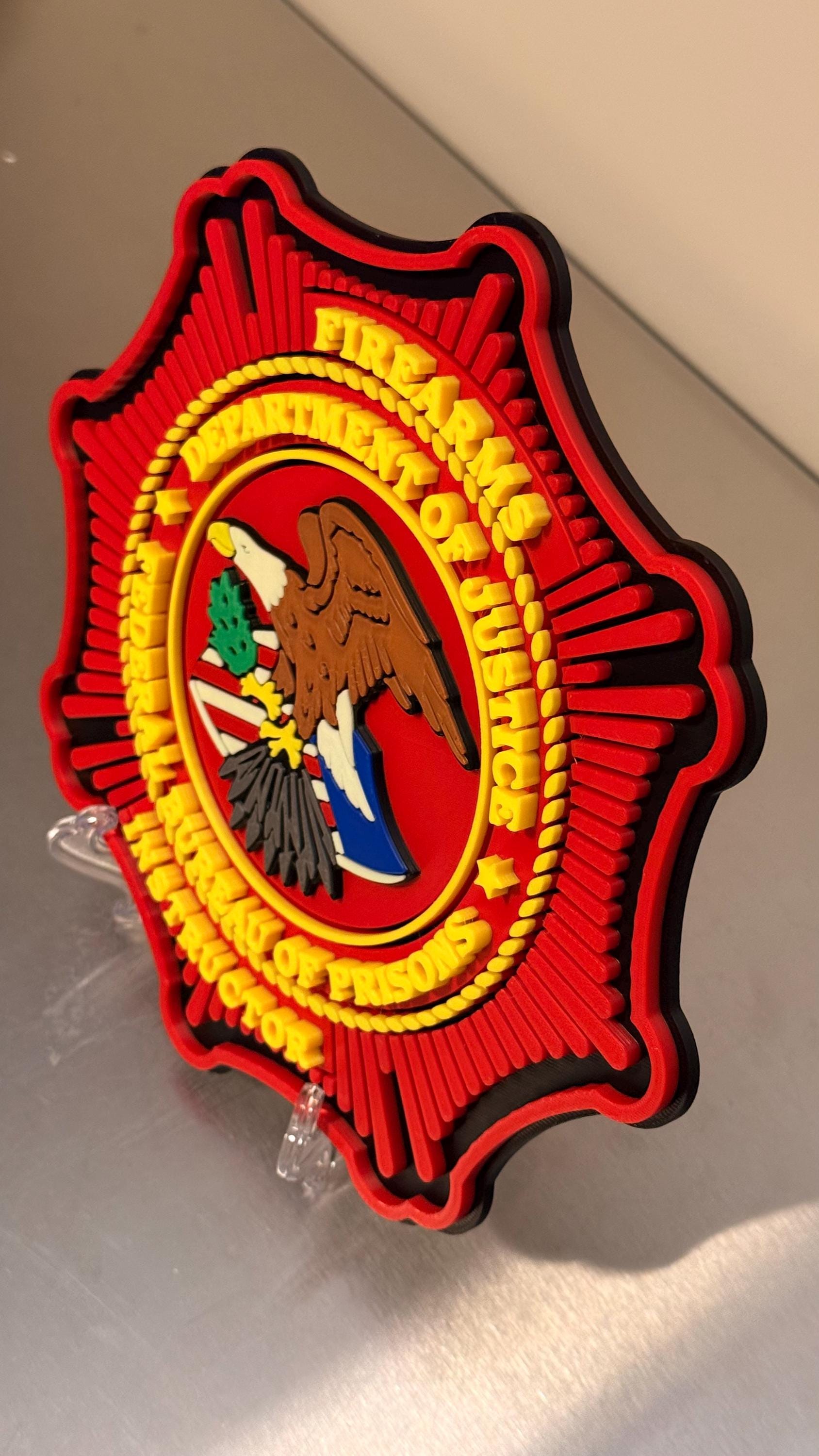 Federal Prison Firearms Instructor Plaque - 3D Embossed DOJ Display Government