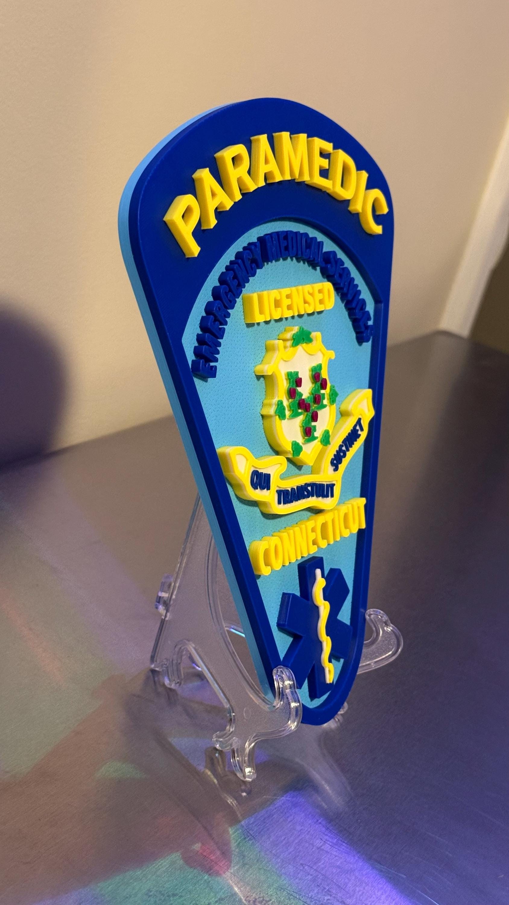 Connecticut EMT & Paramedic 3D Embossed Plaque: First Responder Wall Art CT