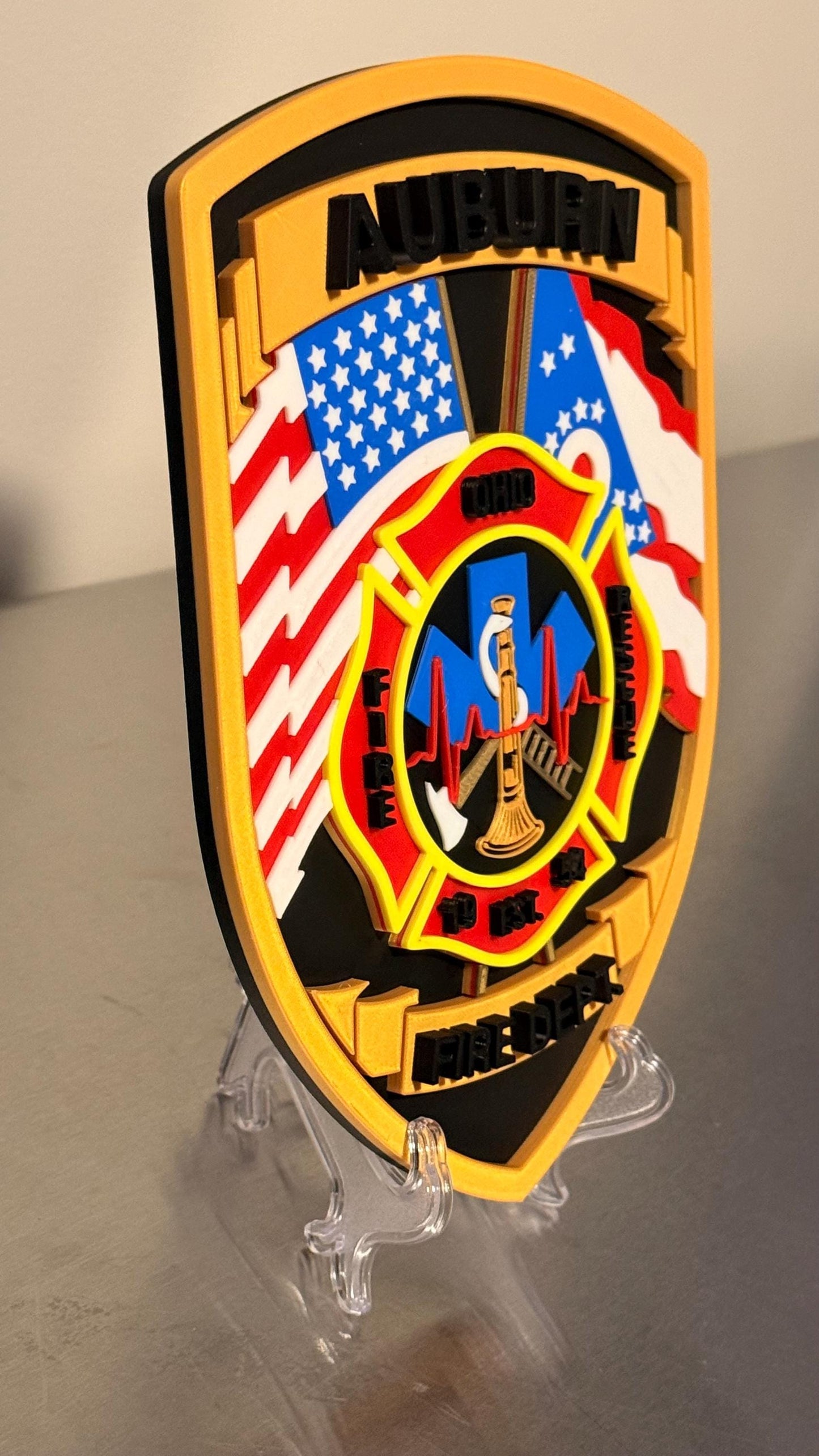 Auburn Fire Department 3D Display Plaque - First Responder Wall Art Ohio OH