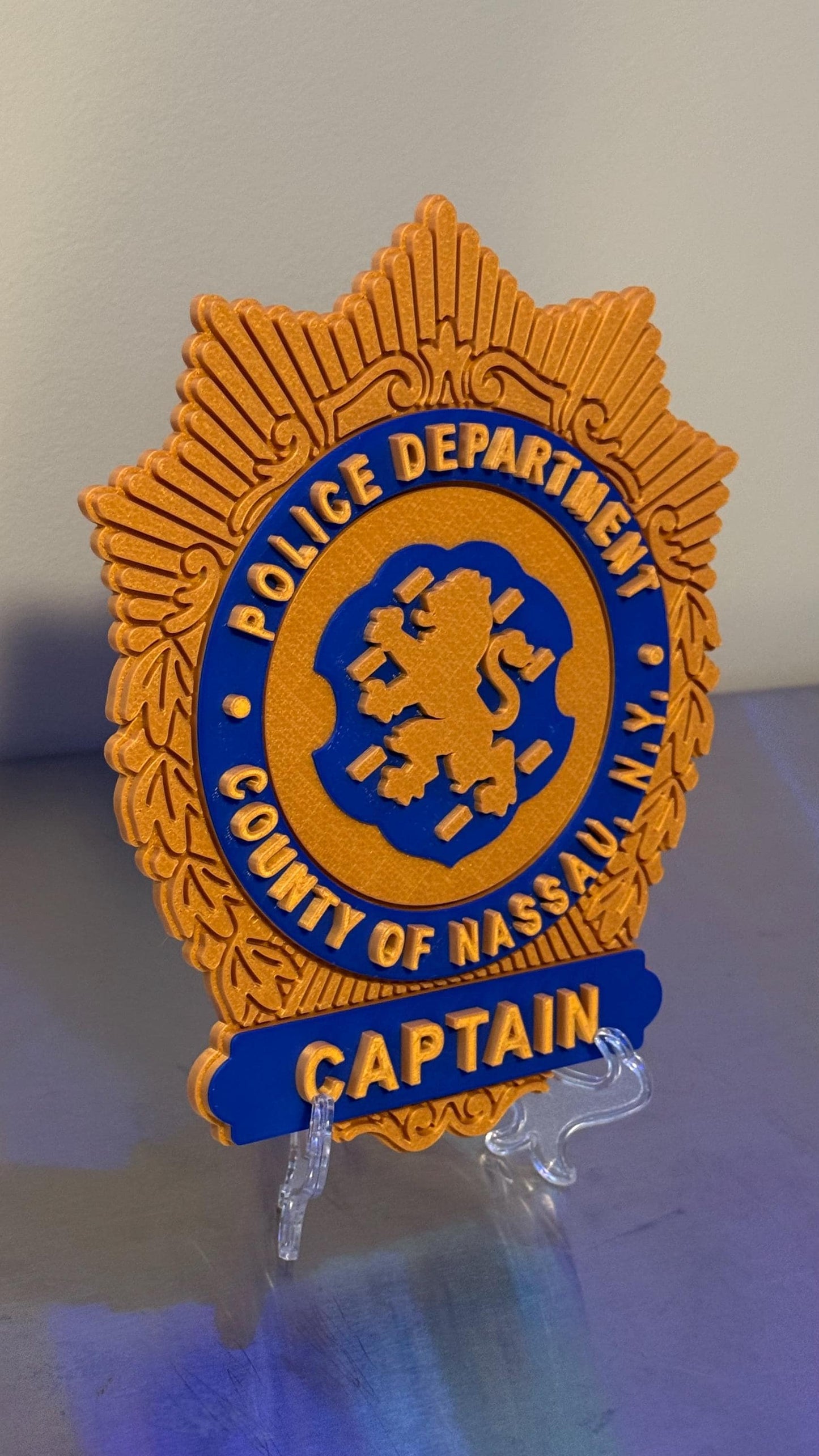 Nassau County Police Captain Shield 3D Display Plaque NY Police Gift New York