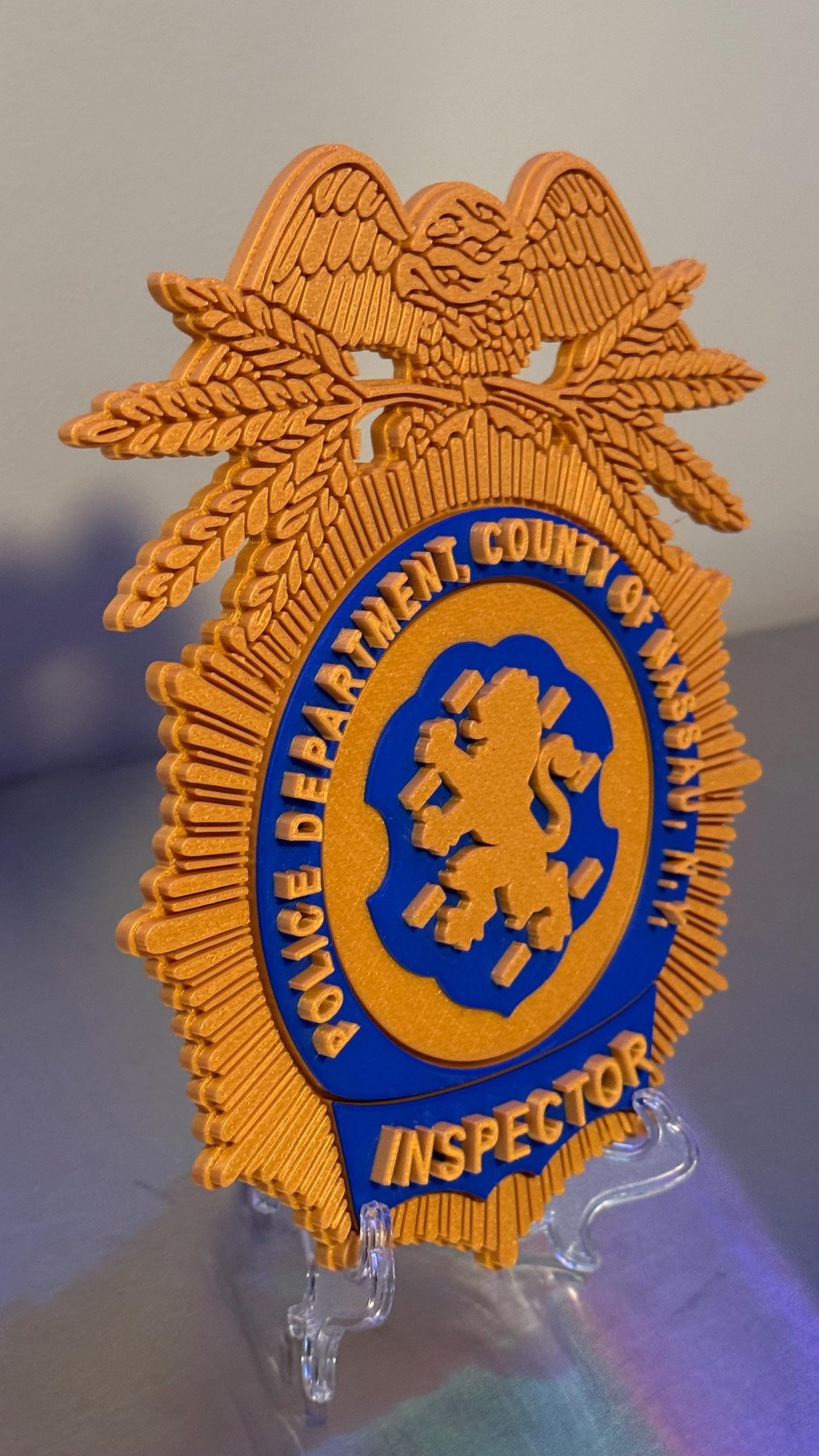 Nassau County Police Inspector Shield 3D Display Plaque NY Police Gift New York
