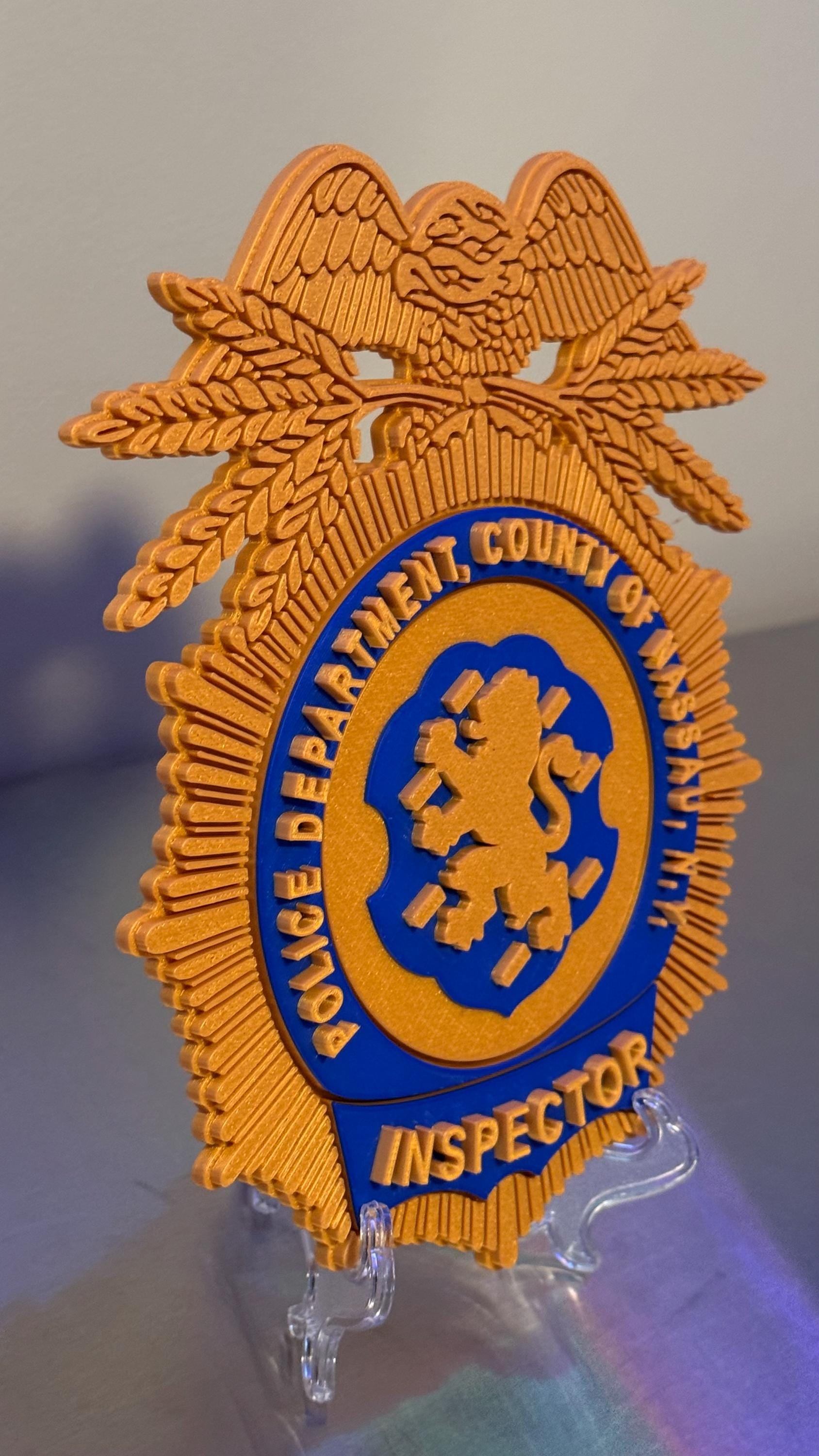 Nassau County Police Inspector Shield 3D Display Plaque NY Police Gift New York