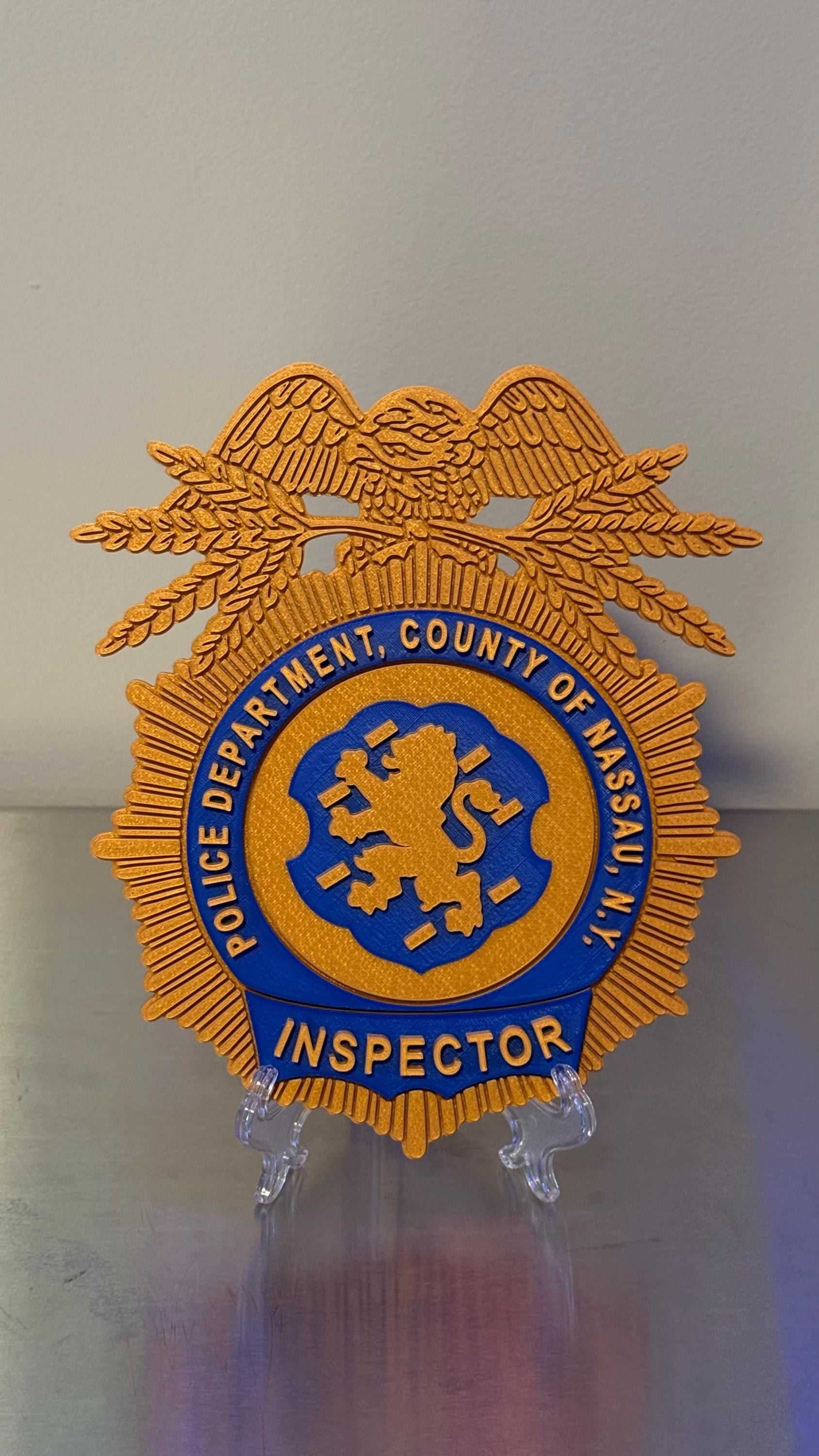 Nassau County Police Inspector Shield 3D Display Plaque NY Police Gift New York