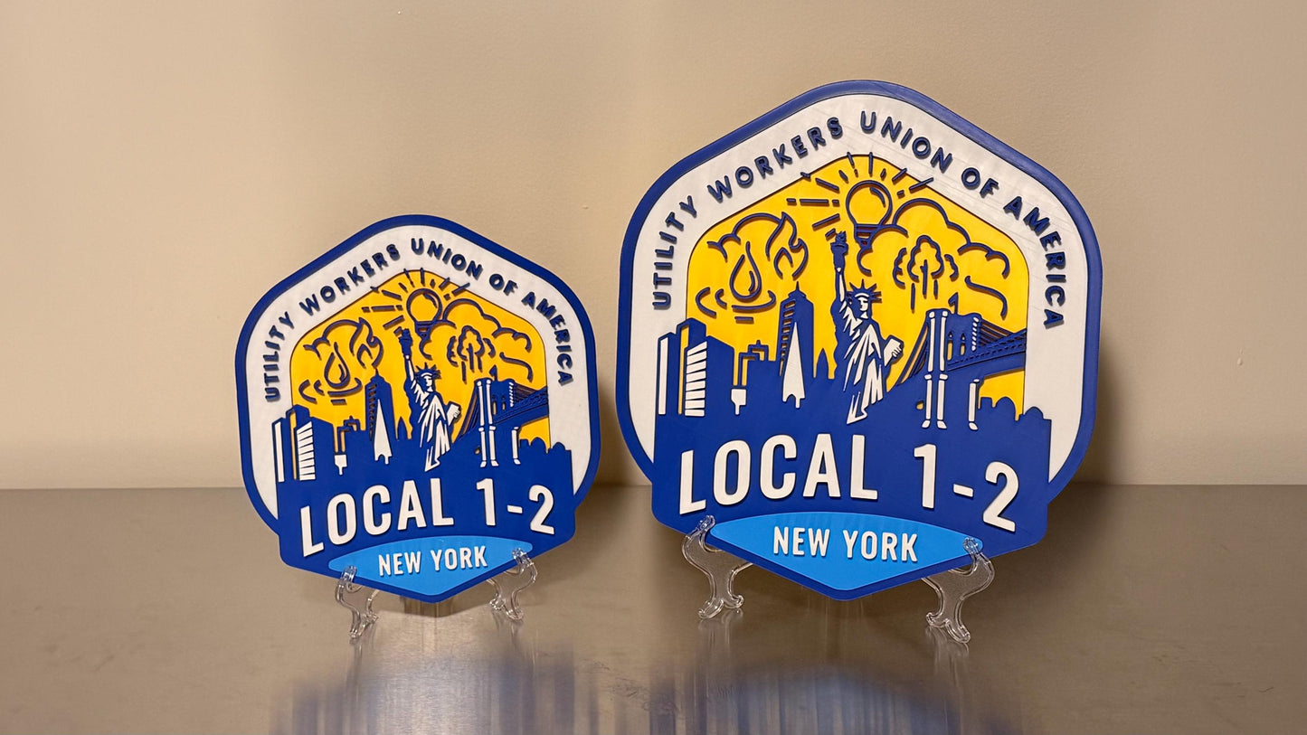 UWUA Local 1-2 3D Embossed Display Plaque Utility Workers Union Of America