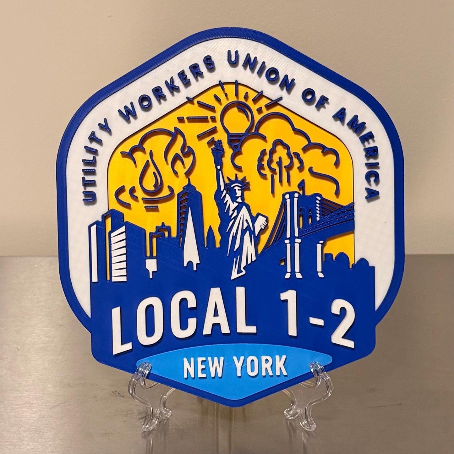 UWUA Local 1-2 3D Embossed Display Plaque Utility Workers Union Of America