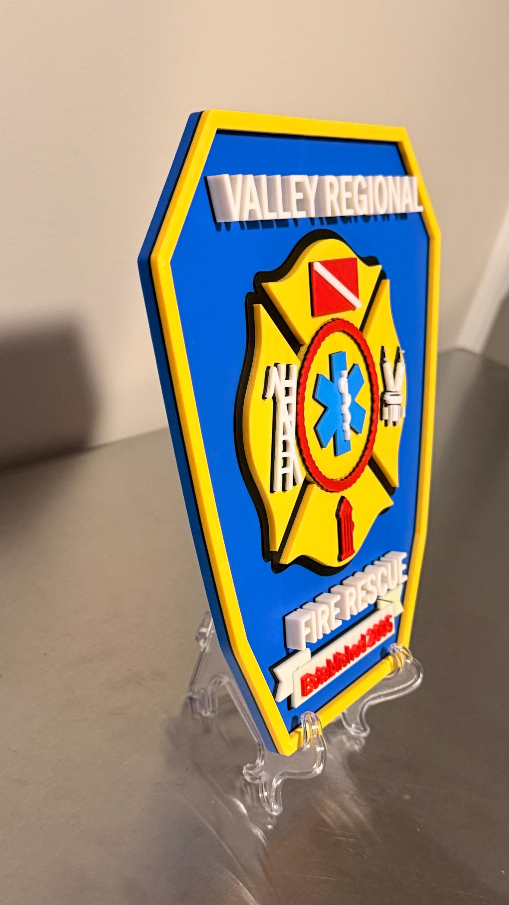 Valley Regional Fire Rescue 3D Embossed Display Plaque - Pennsylvania First Responder Wall Art