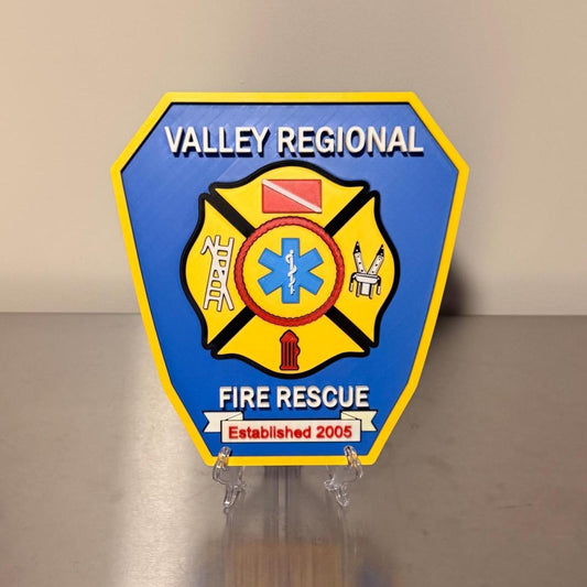 Valley Regional Fire Rescue 3D Embossed Display Plaque - Pennsylvania First Responder Wall Art