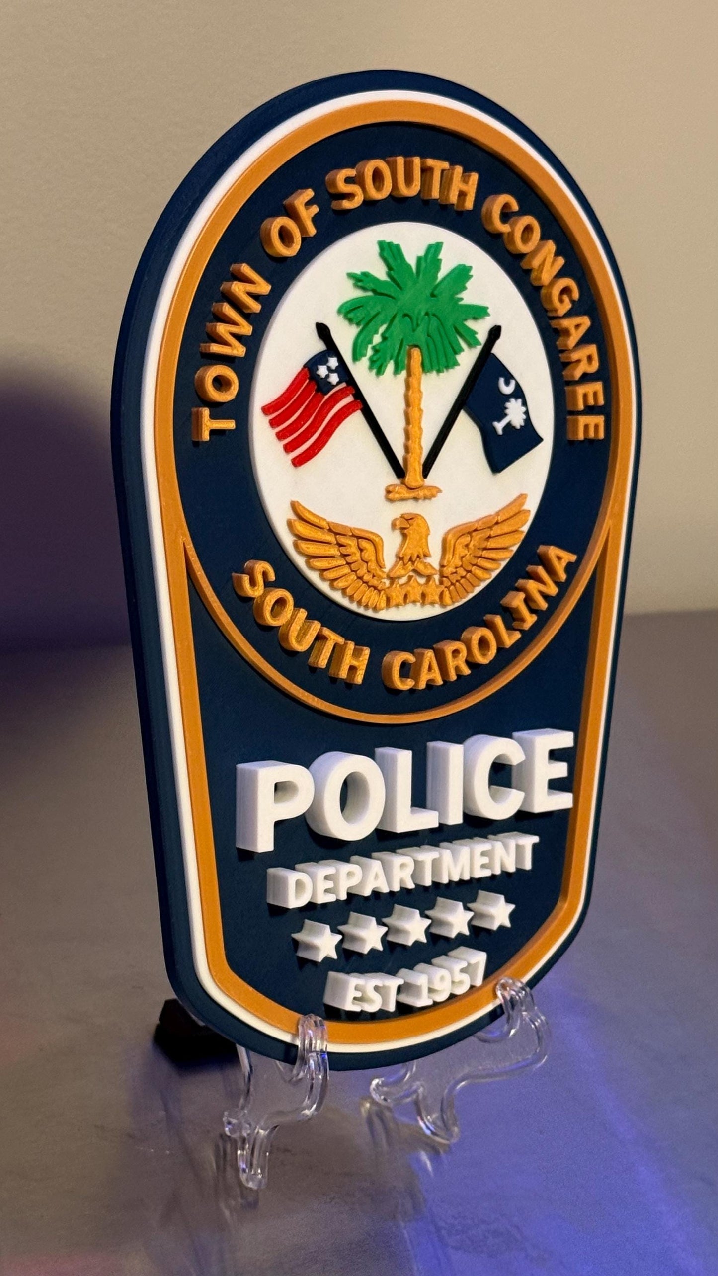 Town of South Congaree SC Police Department Plaque – First Responder Wall Decor South Carolina